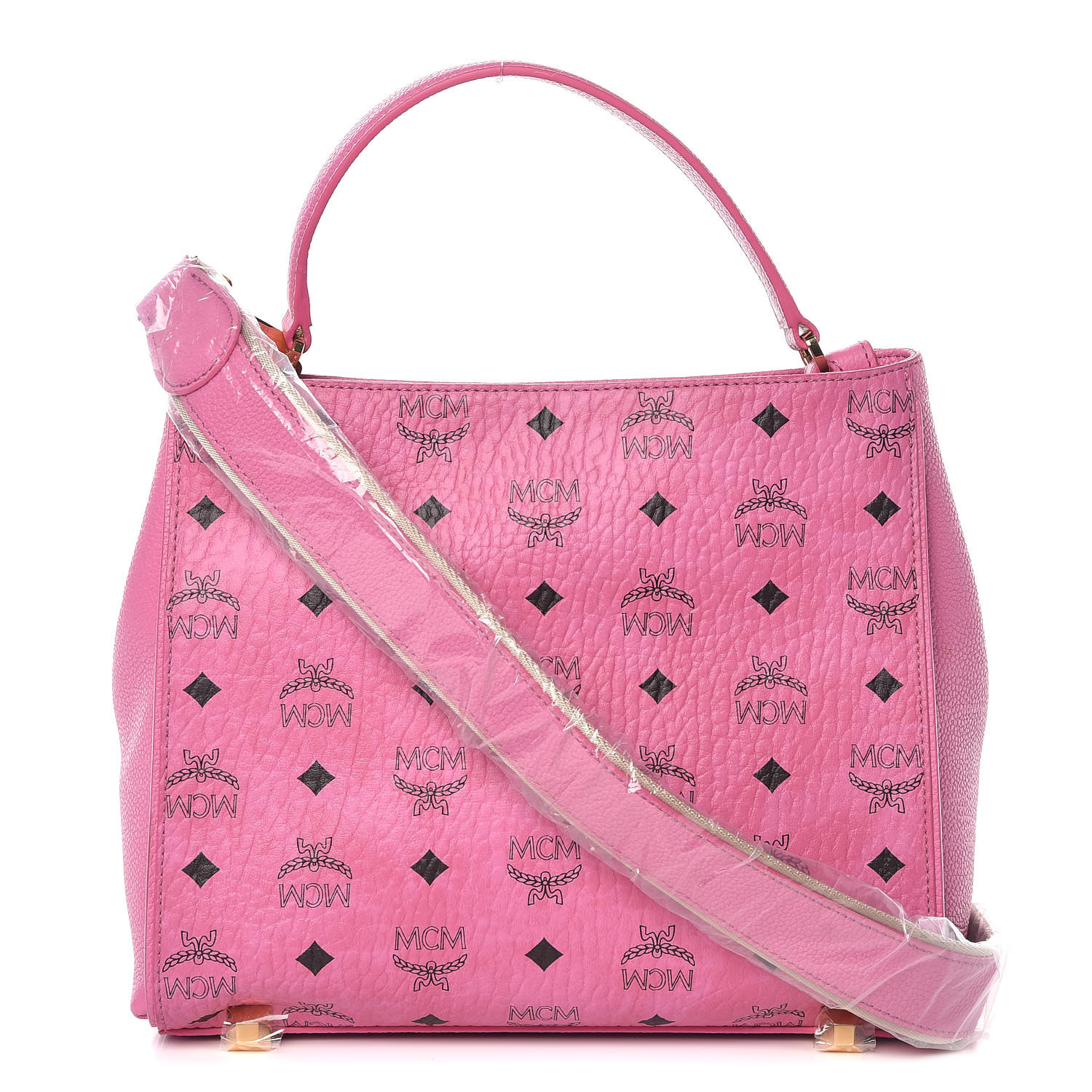MCM Visetos Small Corina Shoulder Bag Pink 383207