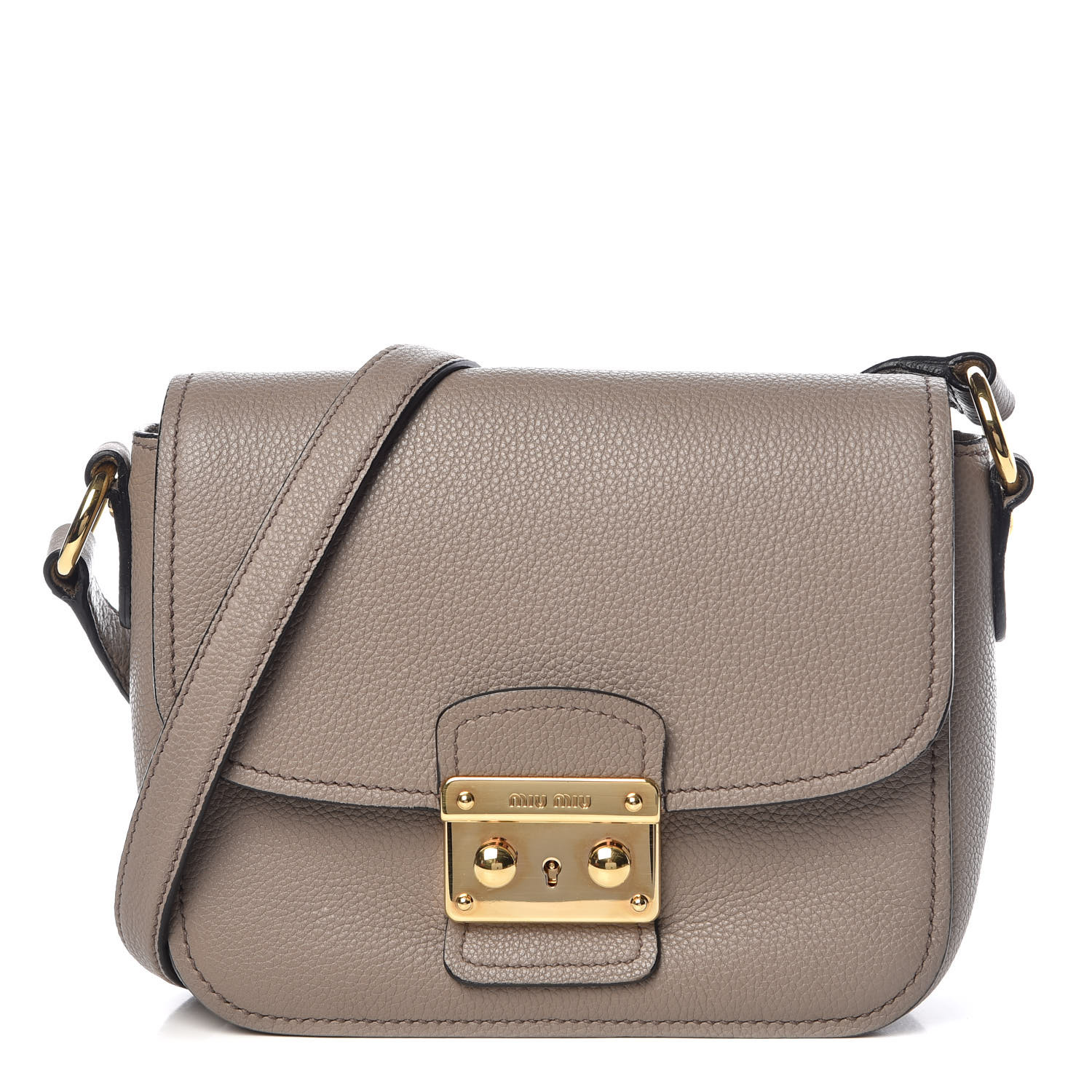 MIU MIU Vitello Phenix Madras Shoulder Bag Argilla 383137