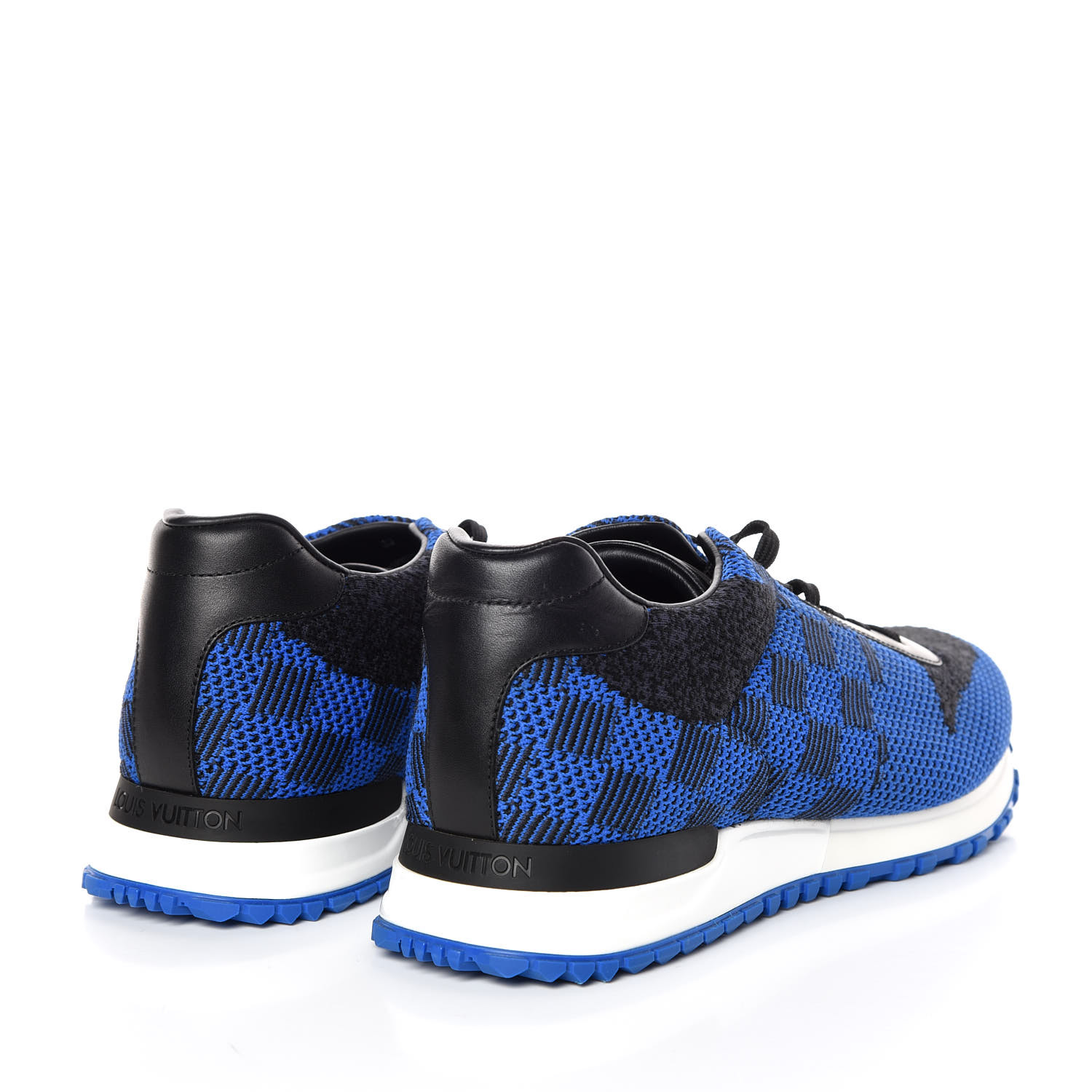 LOUIS VUITTON Damier Calfskin Mens Run Away Sneakers 7.5 Blue 383560