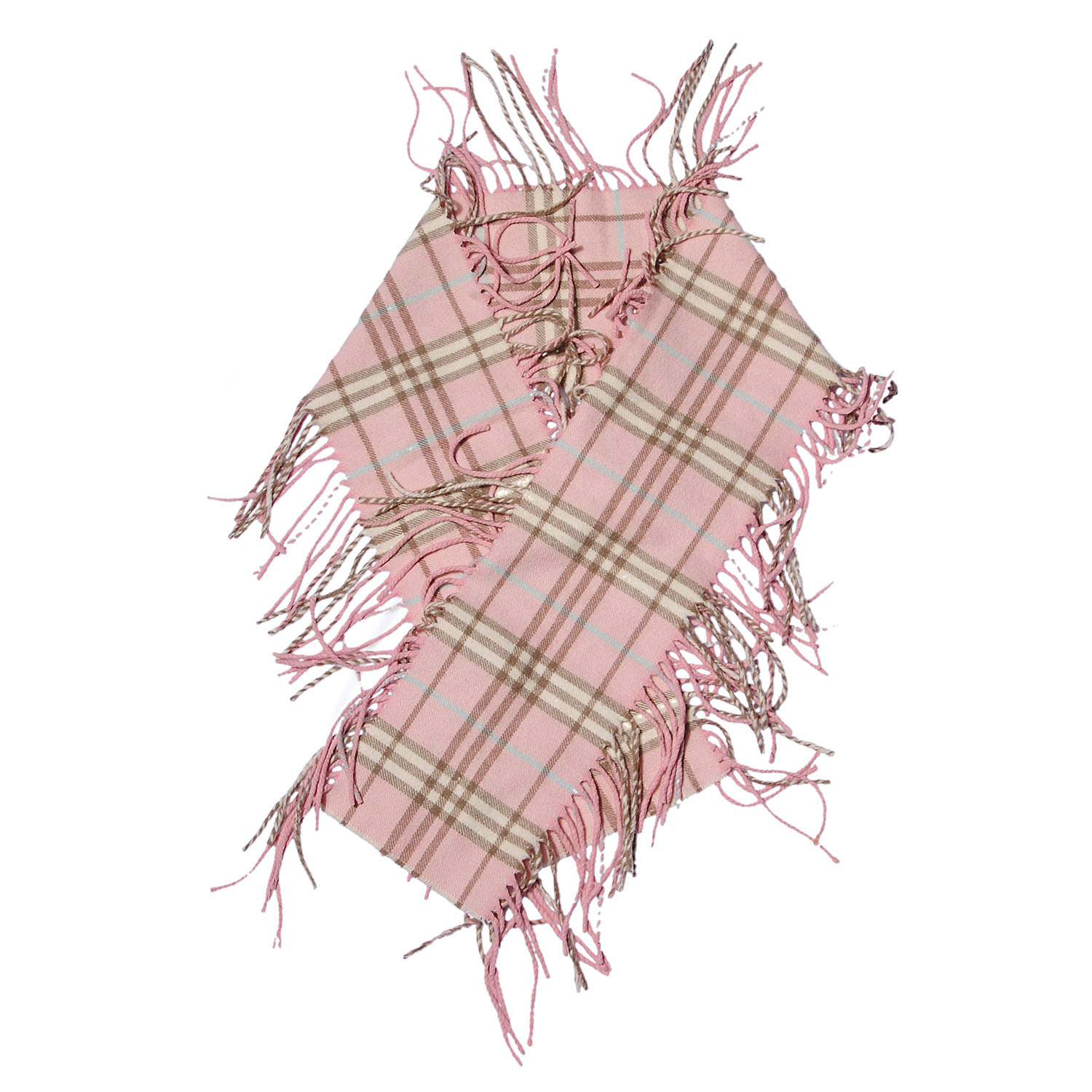 Cashmere Check Happy Fringe Scarf Pink 