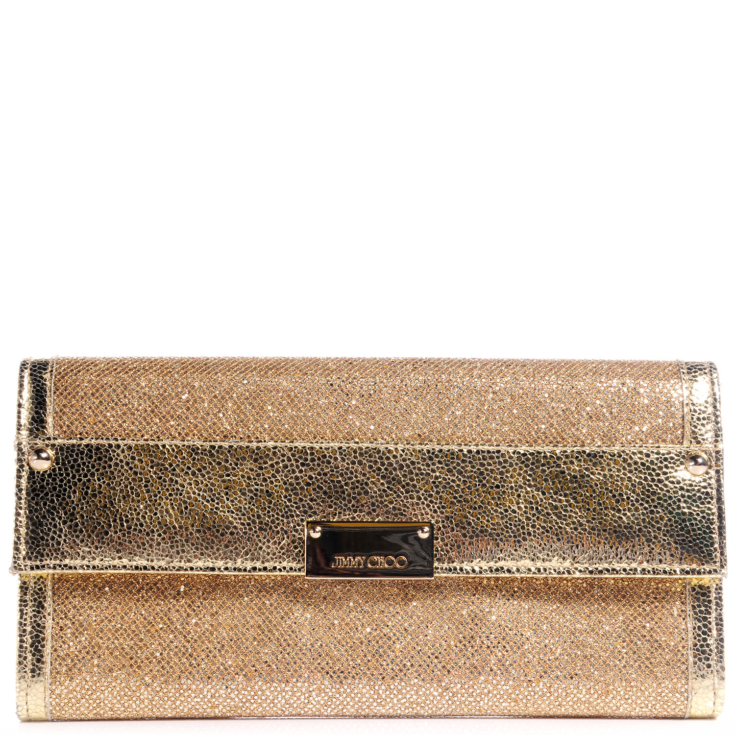 JIMMY CHOO Glitter Fabric Reese Clutch Wallet Metallic 68487