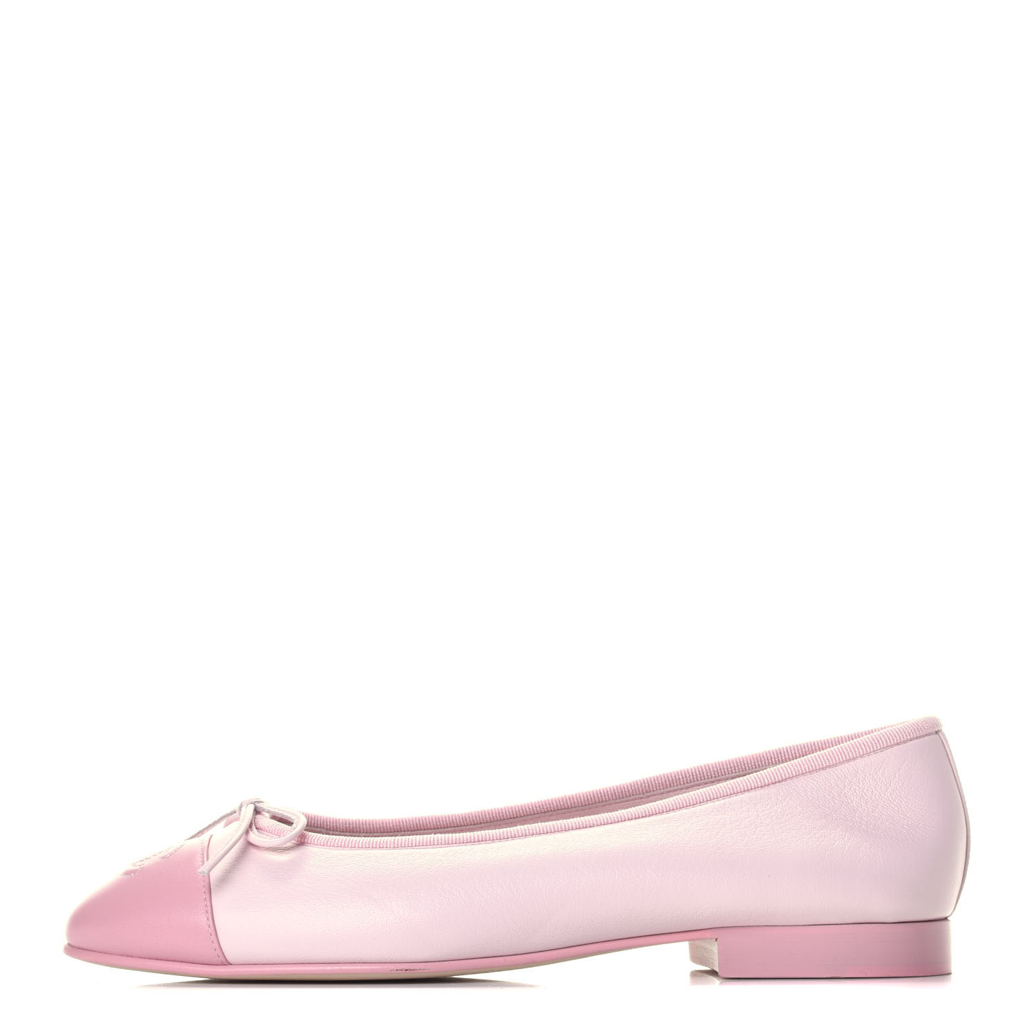 CHANEL CC Cap Toe Ballerina Flats 37.5 Light Pink 763271 FASHIONPHILE