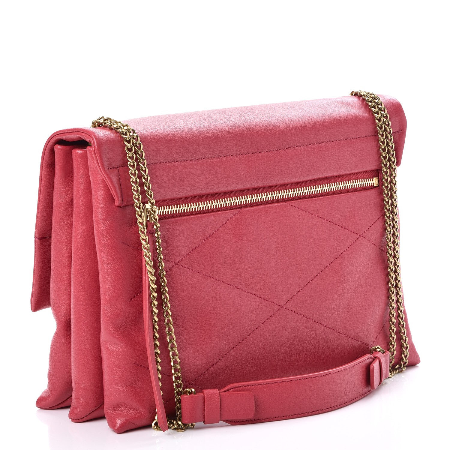 LANVIN Lambskin Quilted Medium Sugar Flap Shoulder Bag Pink 250905