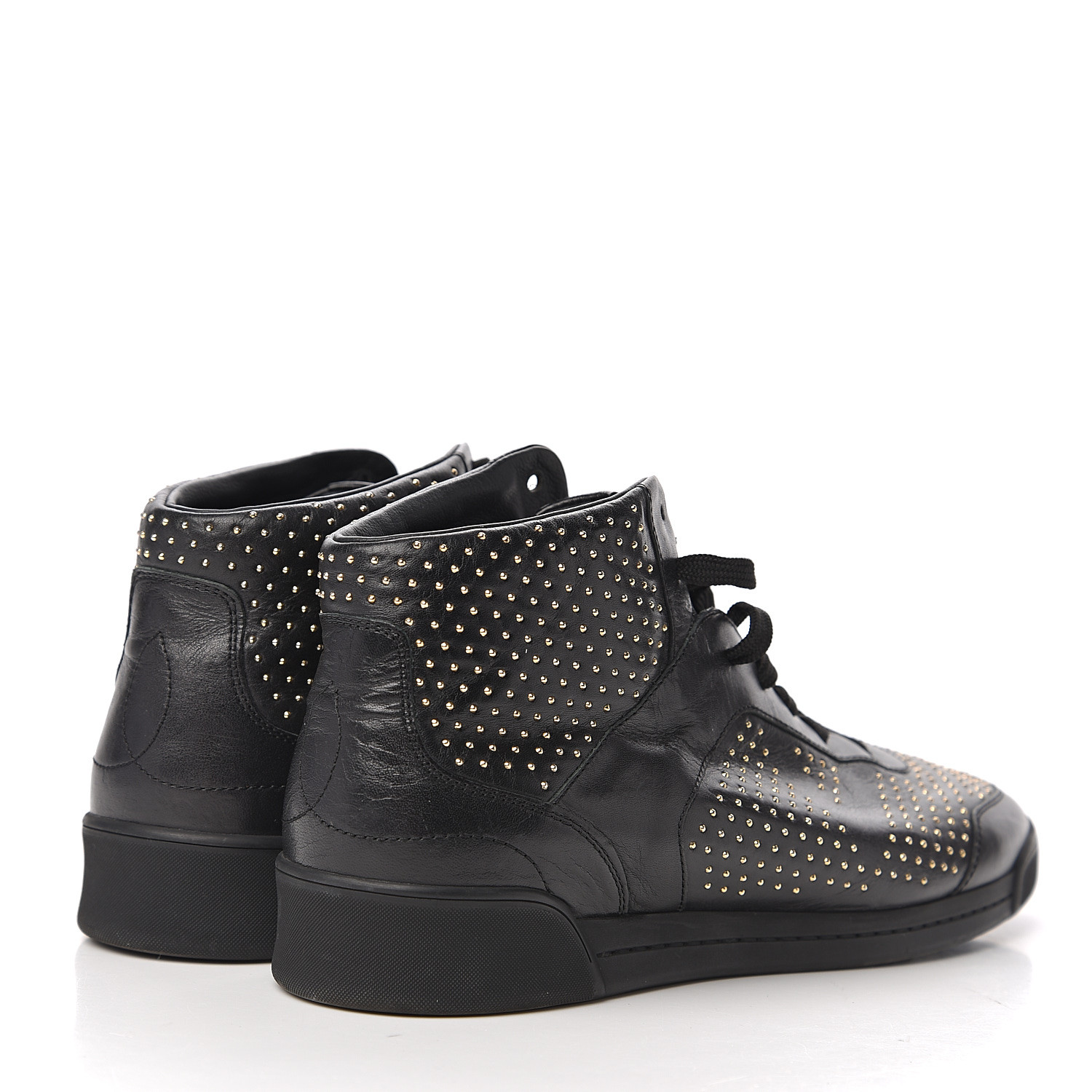 LOUIS VUITTON Studded High Top Sneakers 37 Black 538713