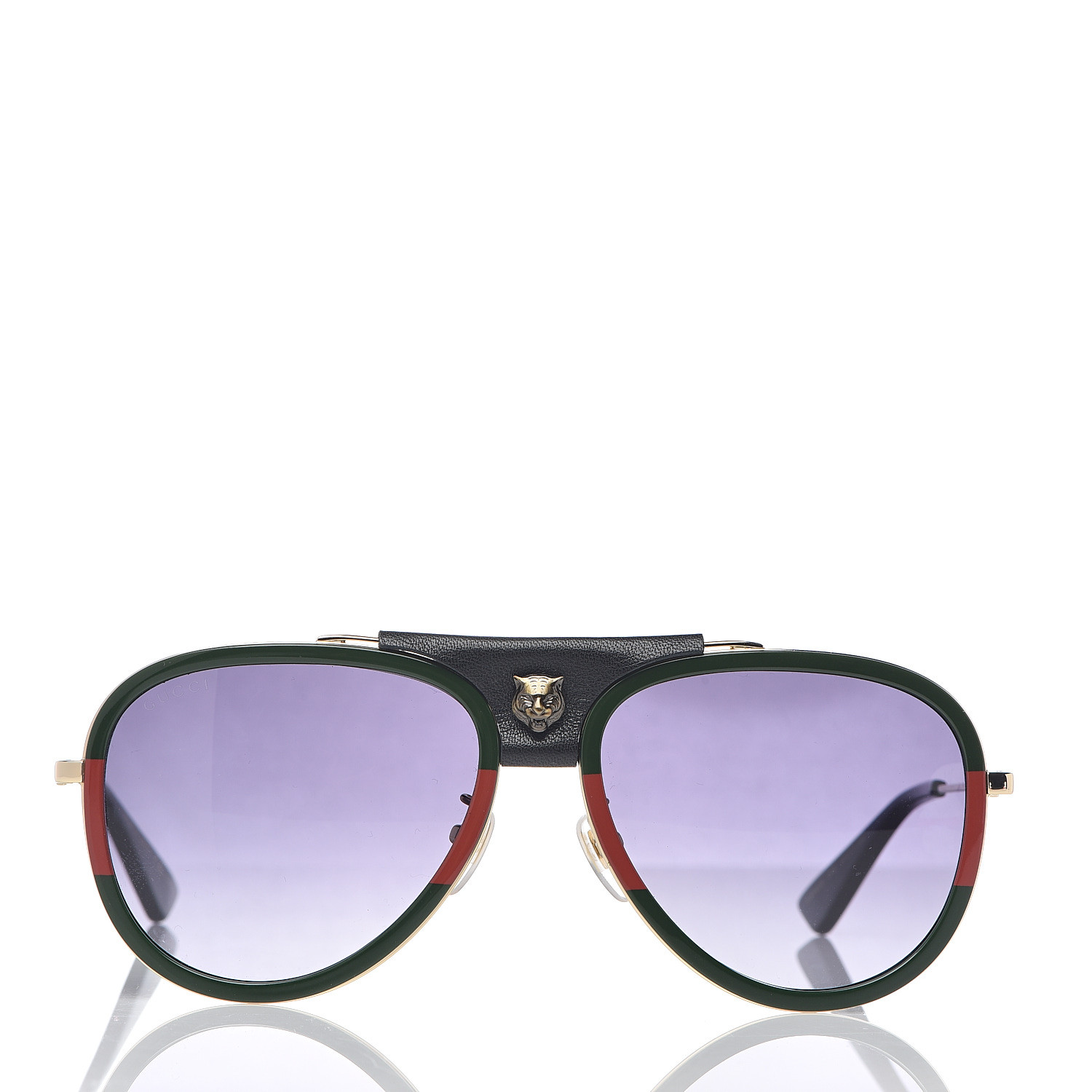 GUCCI Web Aviator Sunglasses GG0062S Green Red 539013