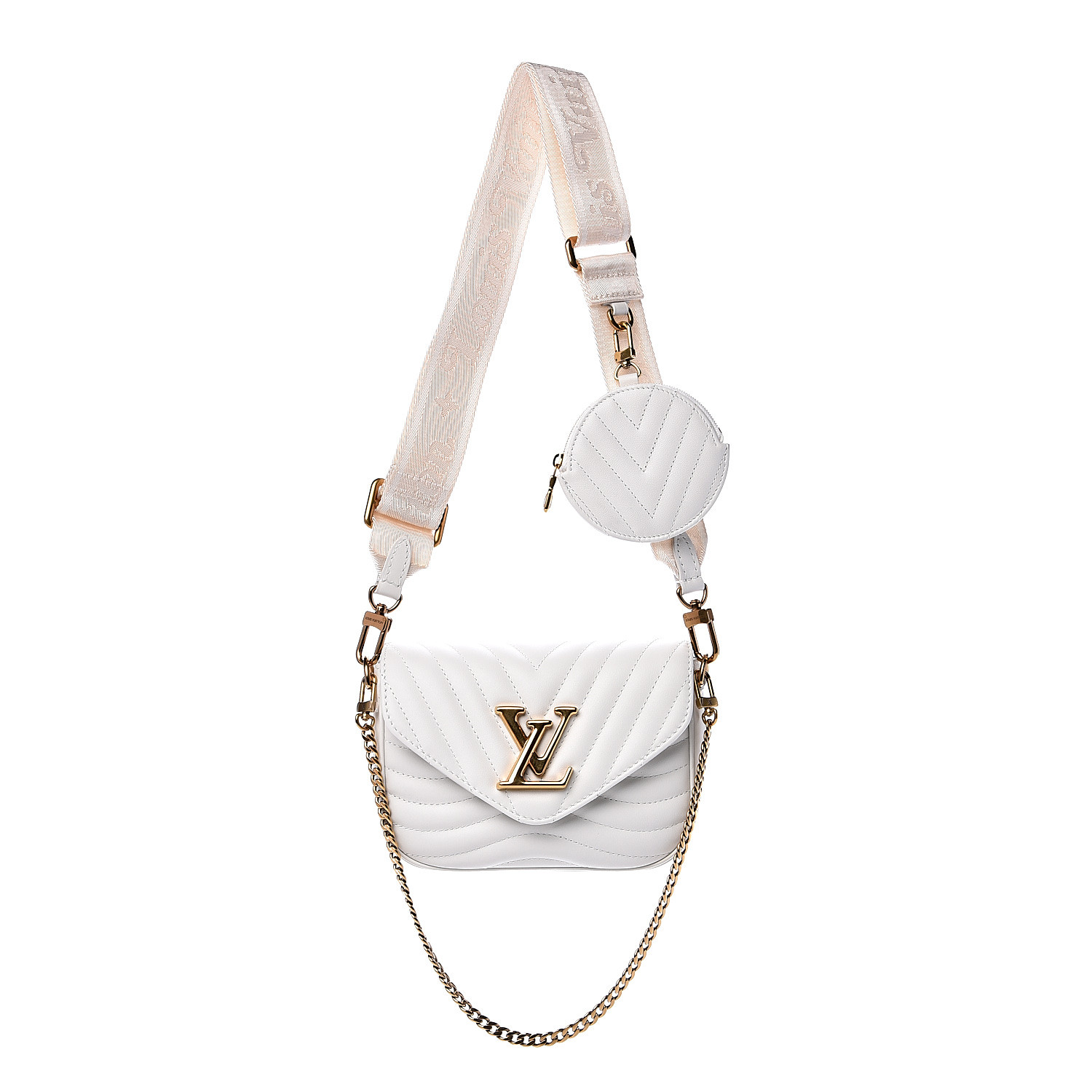 LOUIS VUITTON Calfskin New Wave Multi Pochette Snow 542841