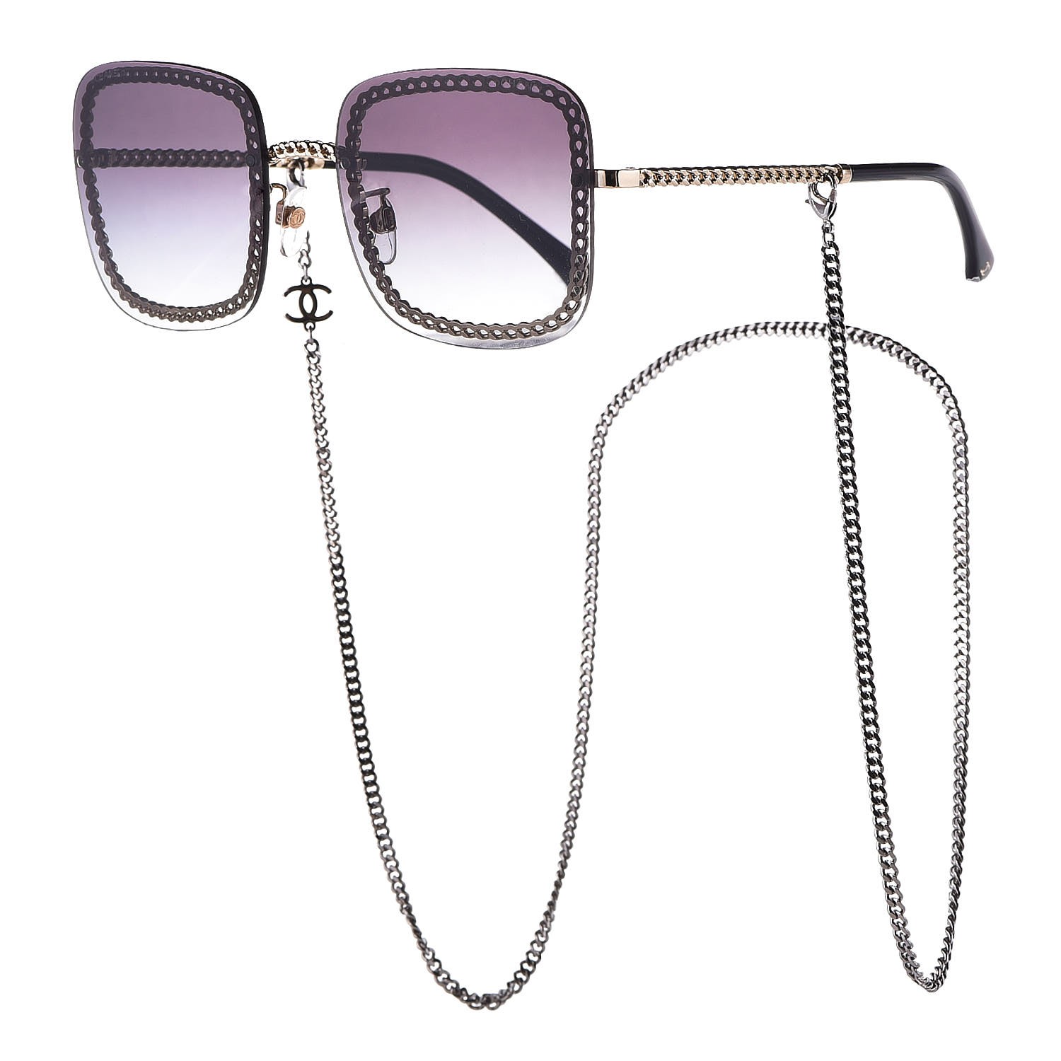 CHANEL Chain Square Sunglasses 4244 Black 341920