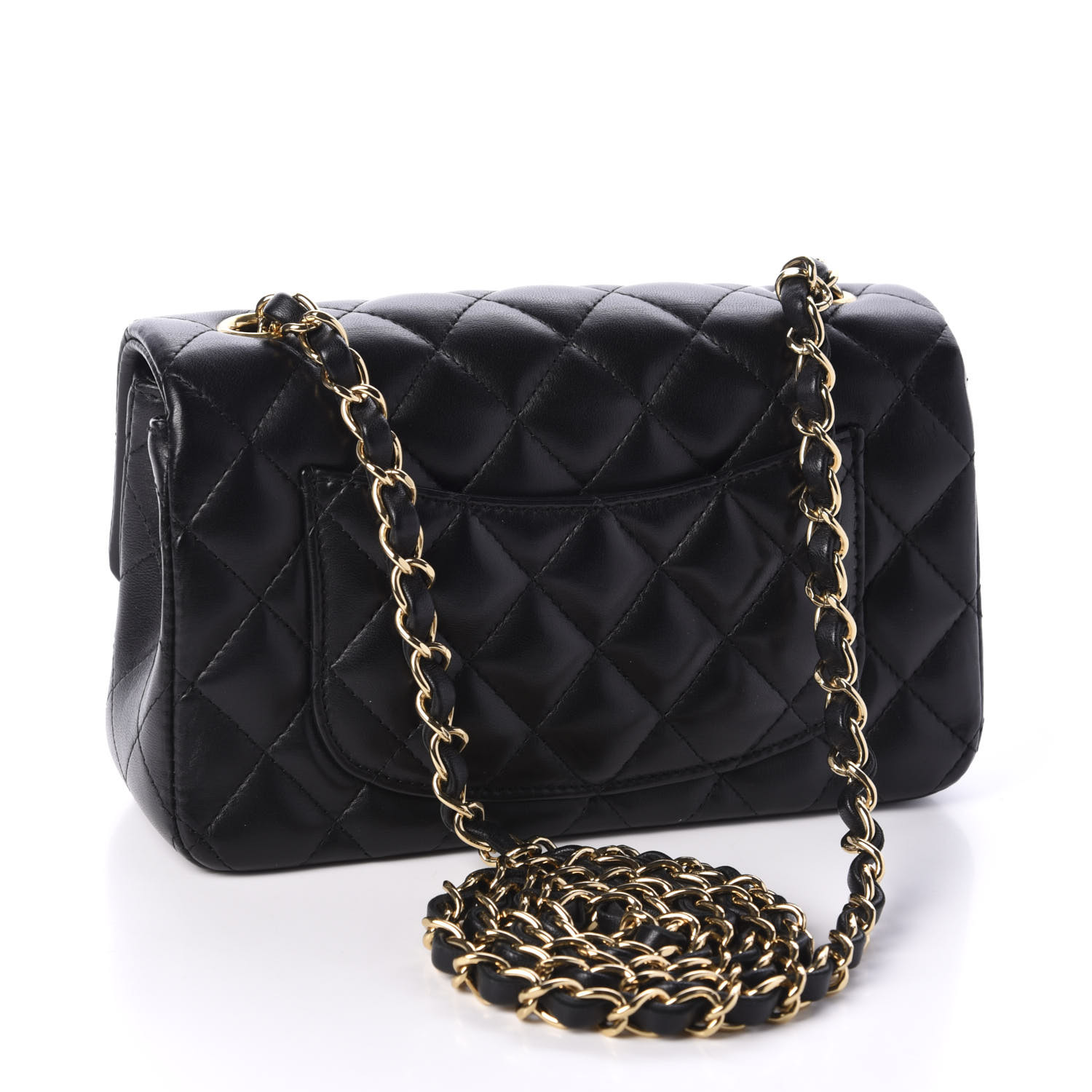 CHANEL Lambskin Quilted Mini Rectangular Flap Black 600219 | FASHIONPHILE