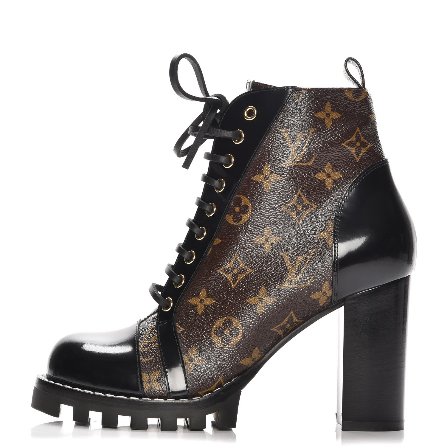 LOUIS VUITTON Patent Monogram Calfskin Star Trail Ankle Boots 41 Black 223886