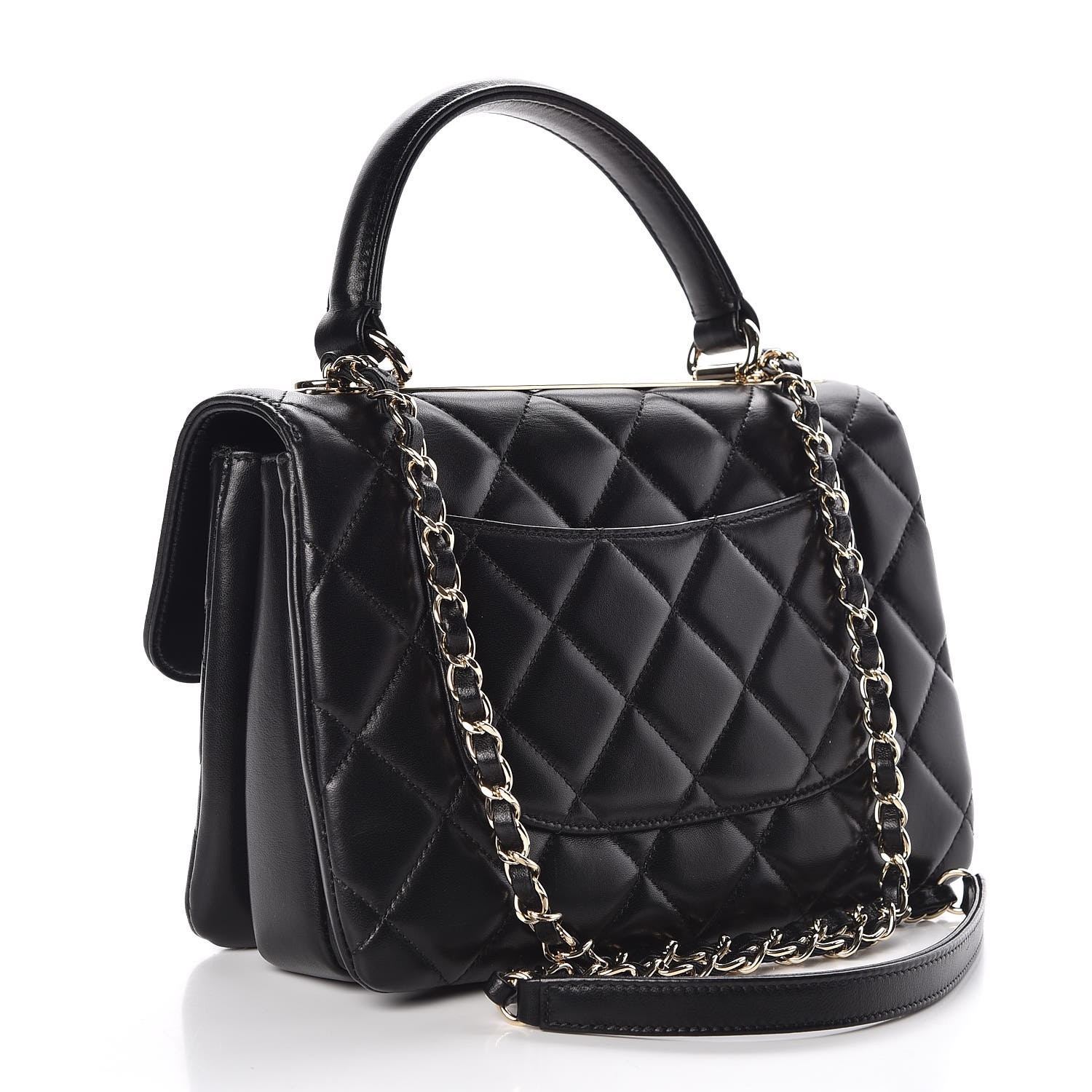 CHANEL Lambskin Quilted Small Trendy CC Dual Handle Flap Bag Black 336722