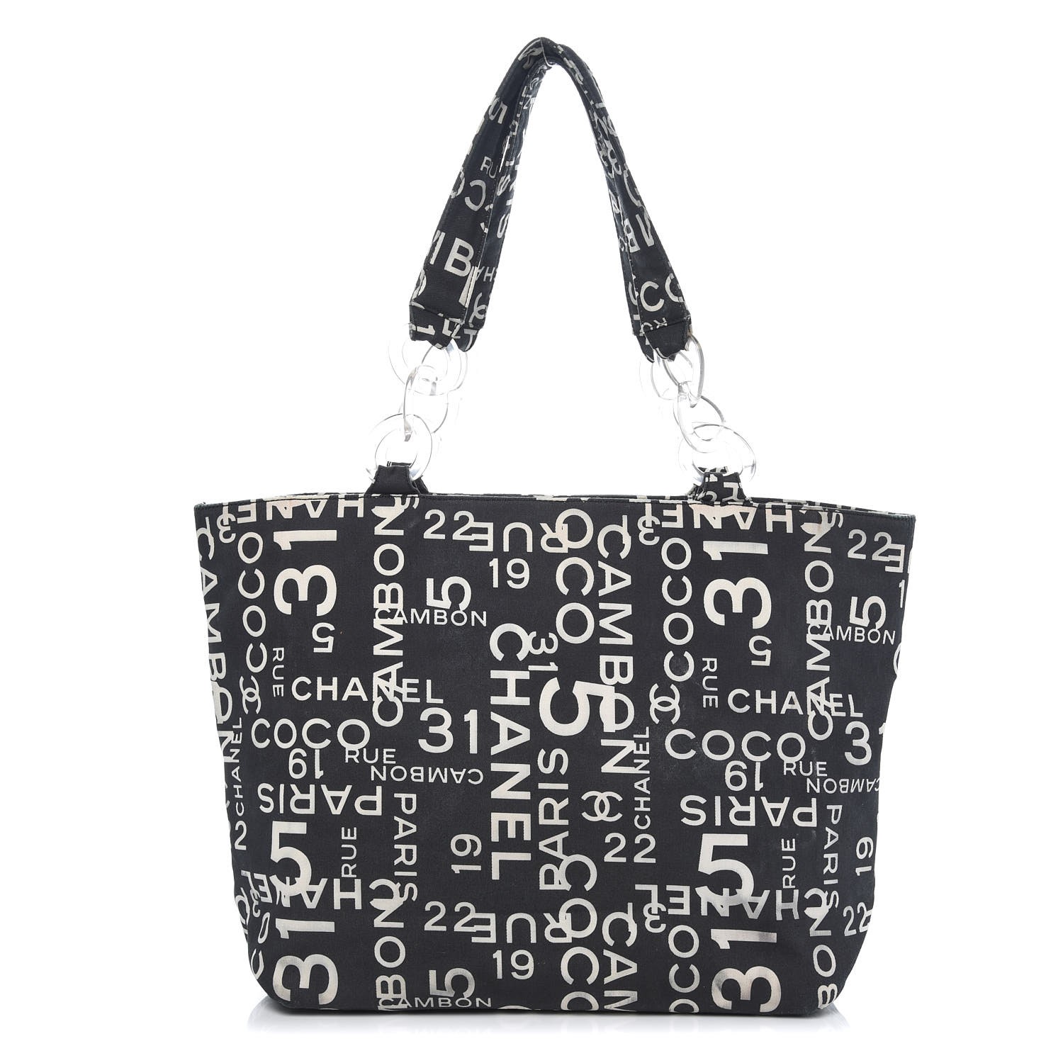 CHANEL Canvas 31 Rue Cambon Beach Tote Black 313028