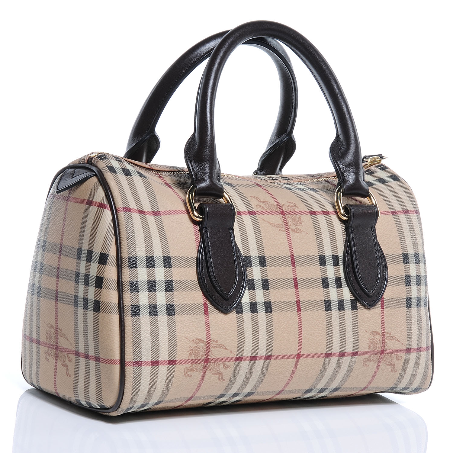 BURBERRY Haymarket Check Small Chester Bowling Bag Chocolate 53878 ...