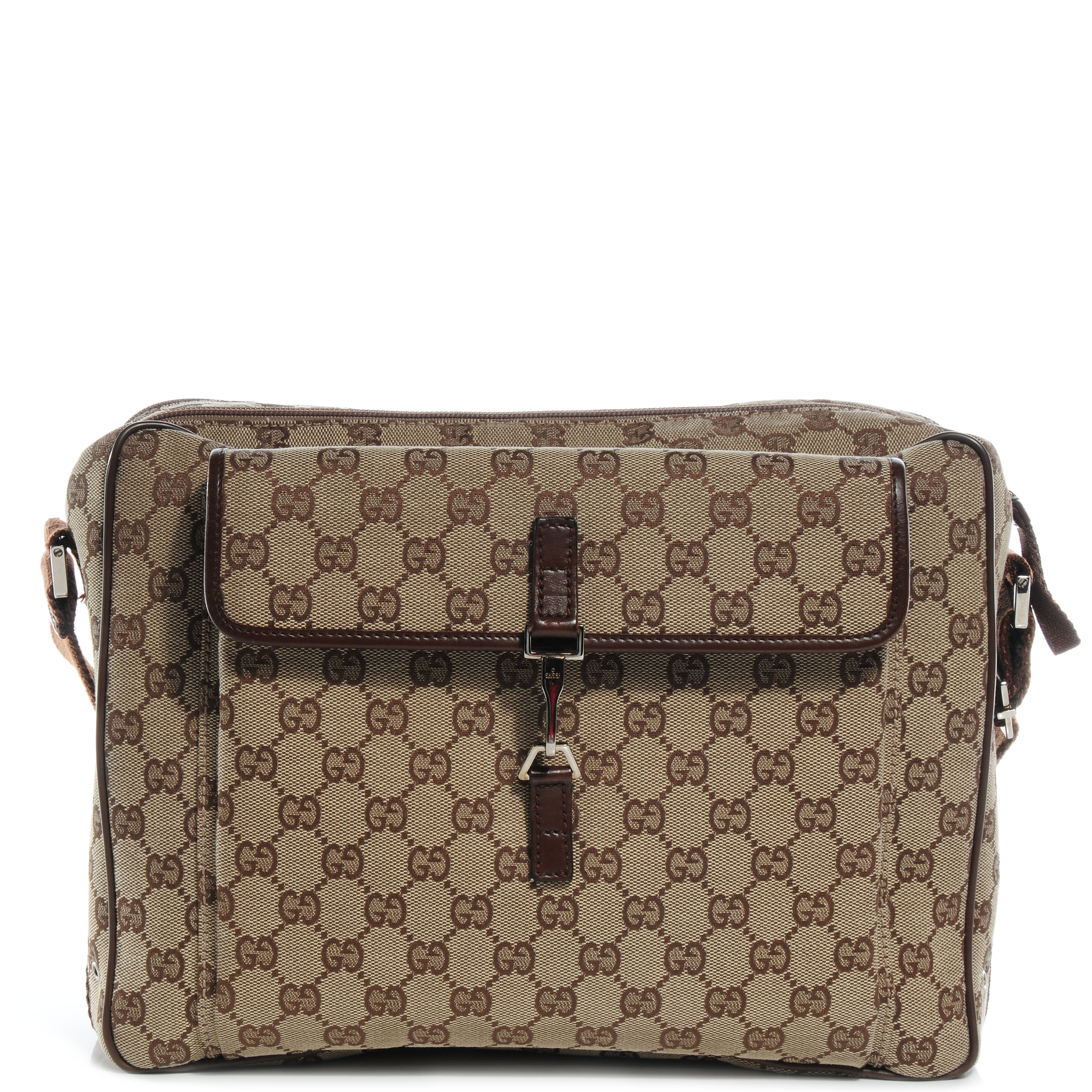 GUCCI Monogram GG Flight Crossbody Bag Brown 63739