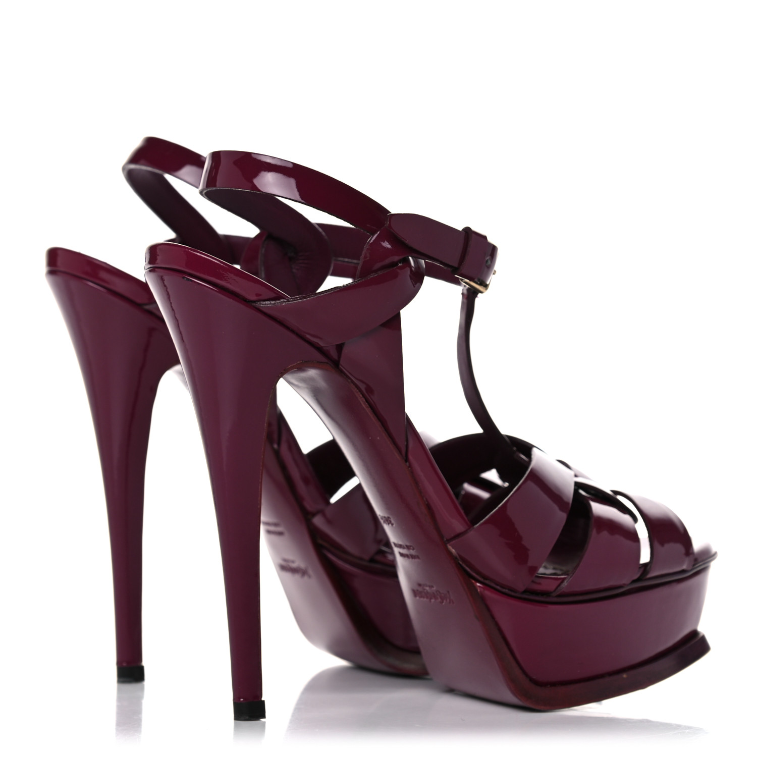 SAINT LAURENT Patent Tribute 105 Platform Sandals 36.5 Purple 