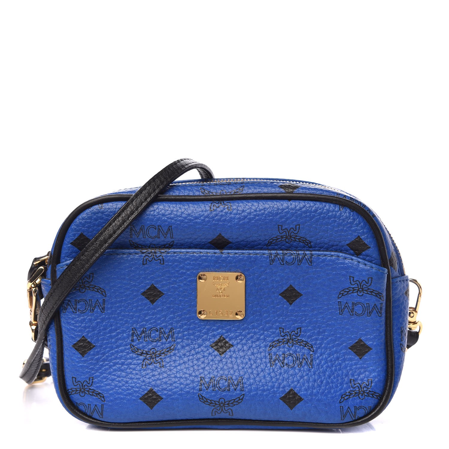 MCM Visetos Mini Camera Crossbody Bag Blue 311846