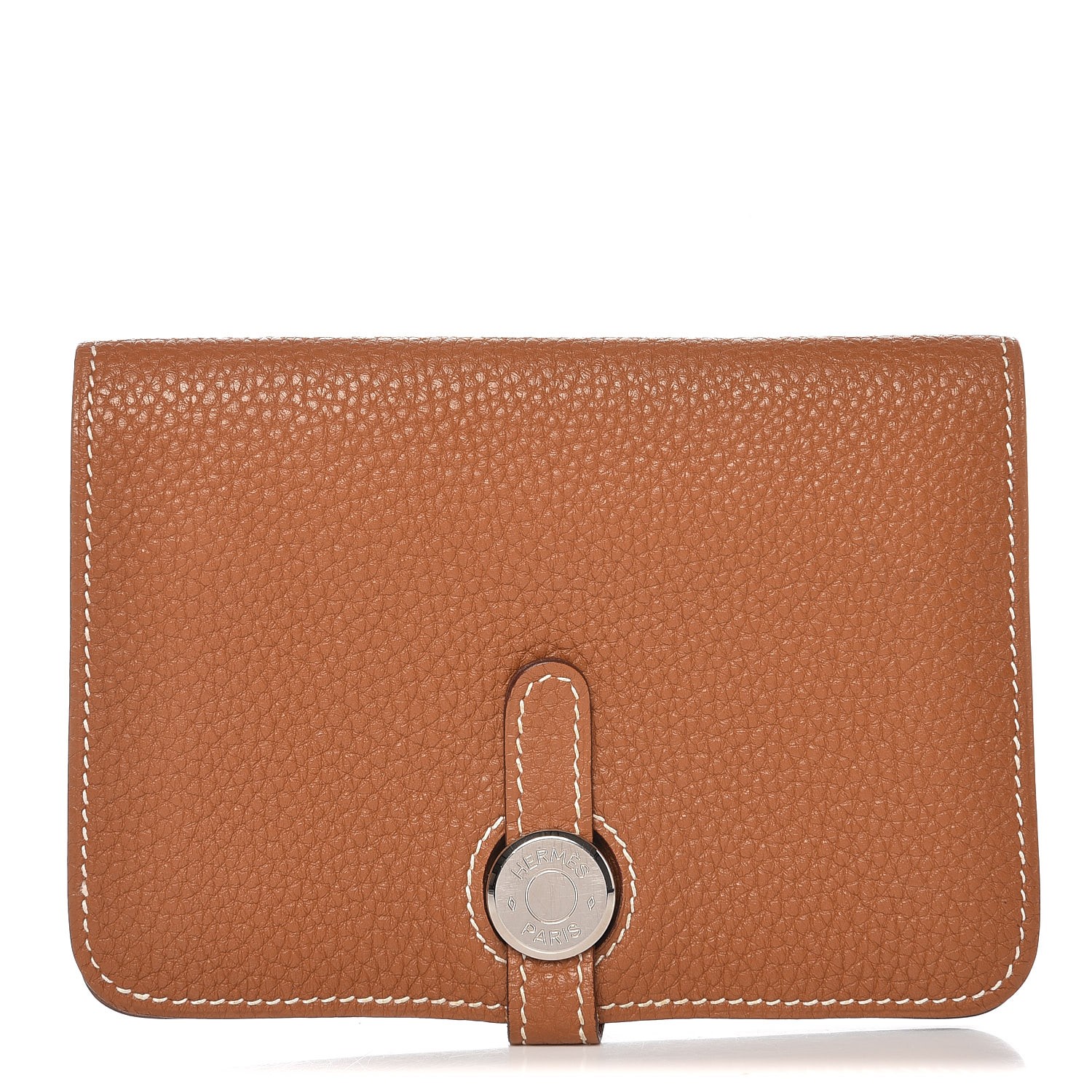 HERMES Togo Dogon Compact Wallet Gold 266795