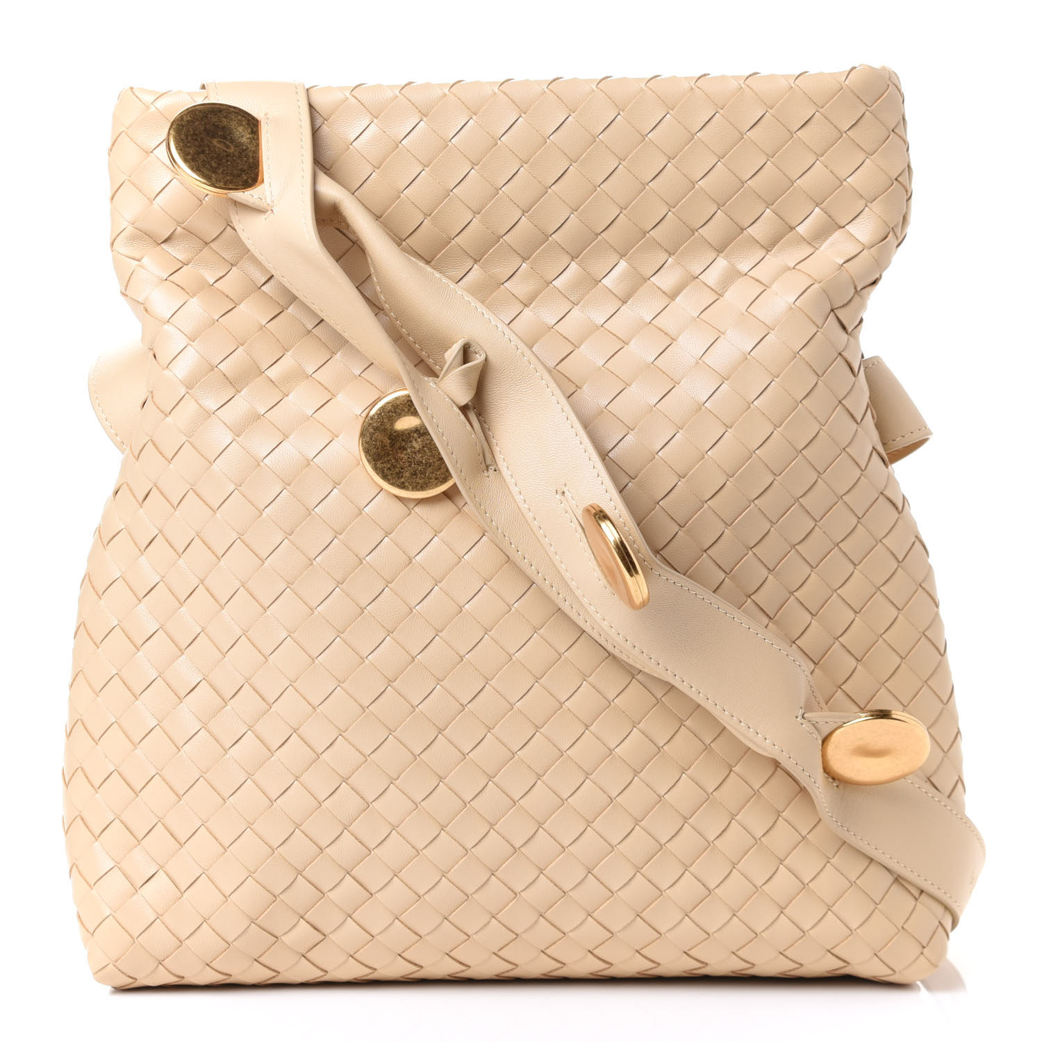 Bottega Veneta Nappa Intrecciato Fold Crossbody Bag Almond Fashionphile