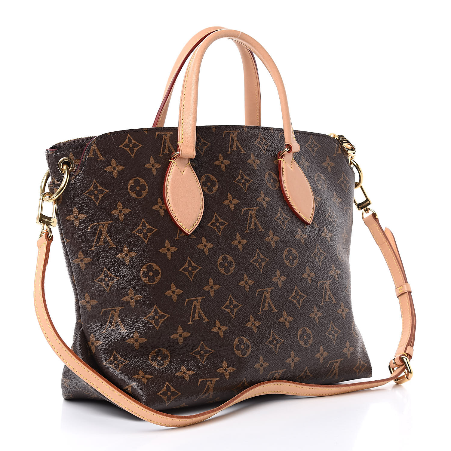 LOUIS VUITTON Monogram Flower Zipped Tote MM Beige 499626