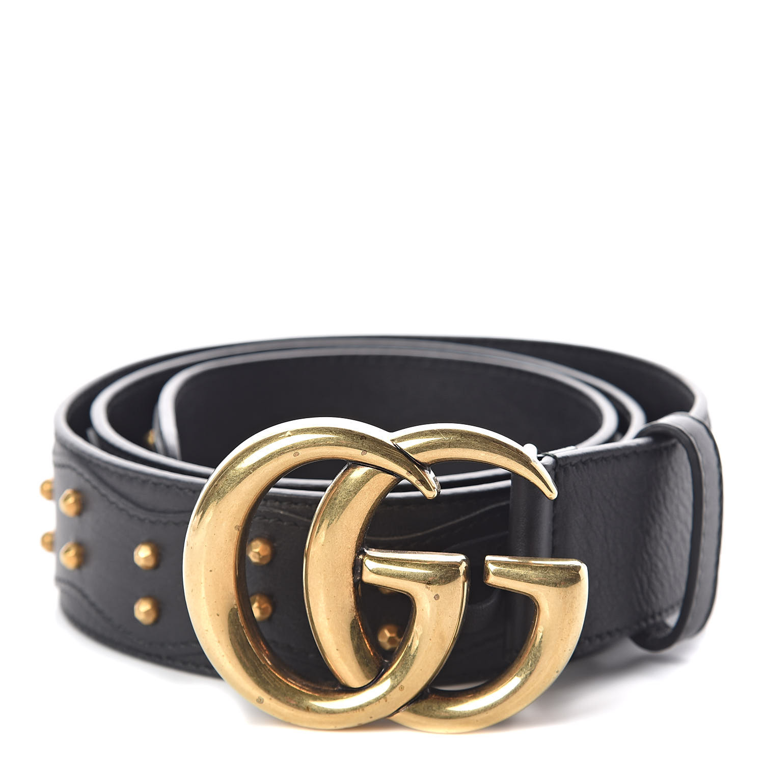 GUCCI Calfskin Studded Marmont Belt 90 36 Black 502169