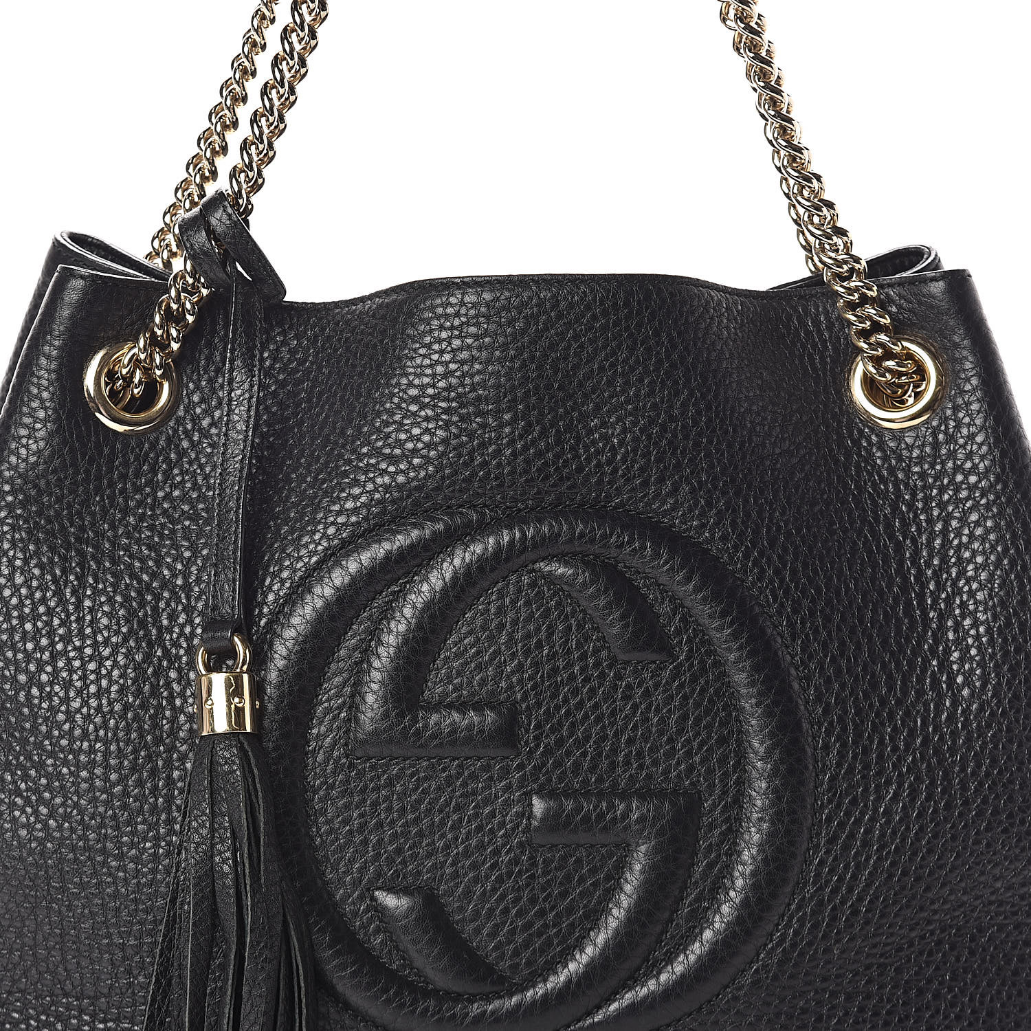 GUCCI Pebbled Calfskin Medium Soho Chain Shoulder Bag Black 501706