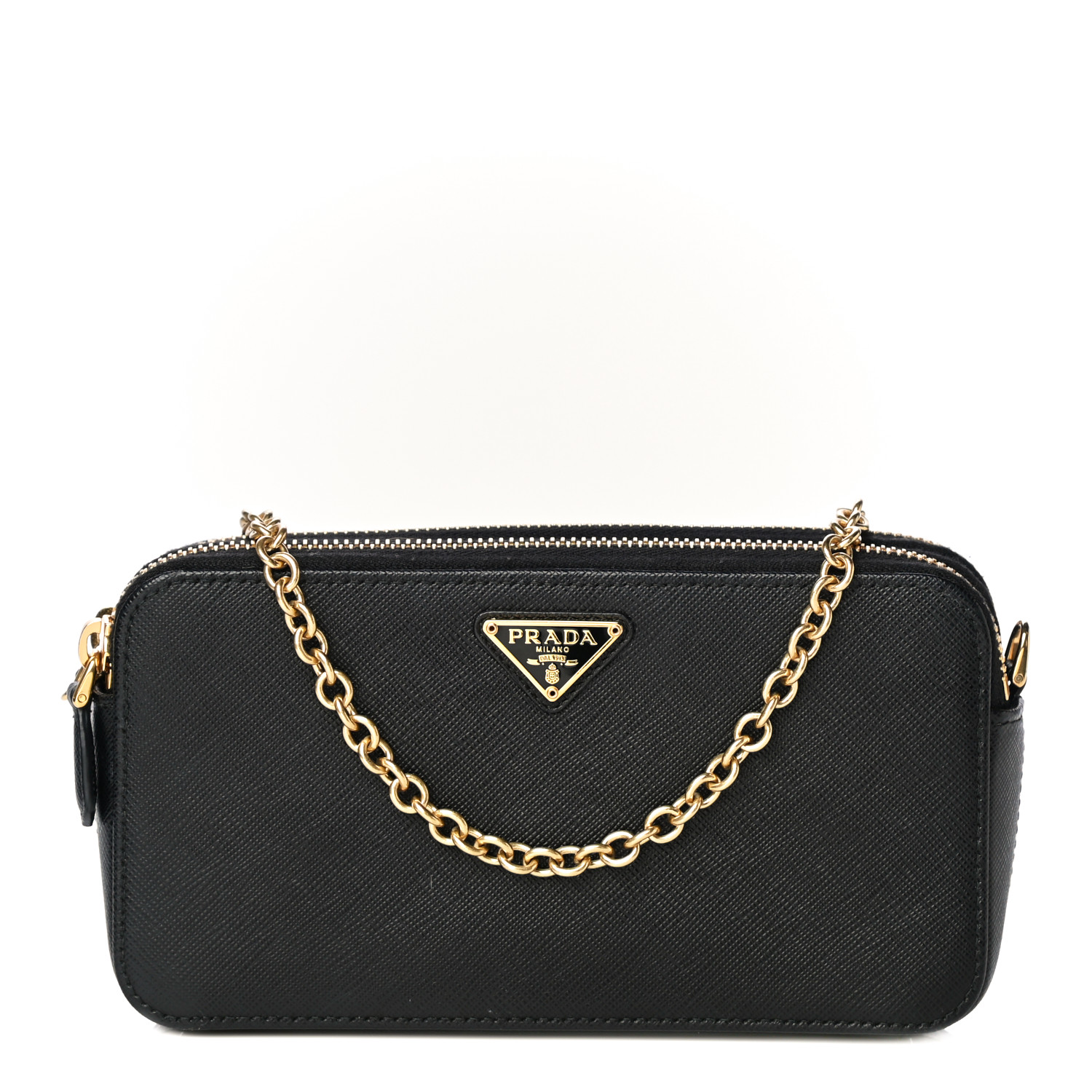prada saffiano double zip crossbody