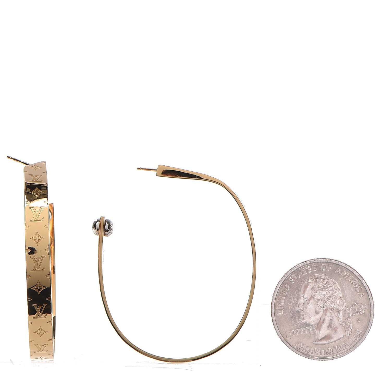 LOUIS VUITTON Nanogram Hoop Earrings Gold 249410