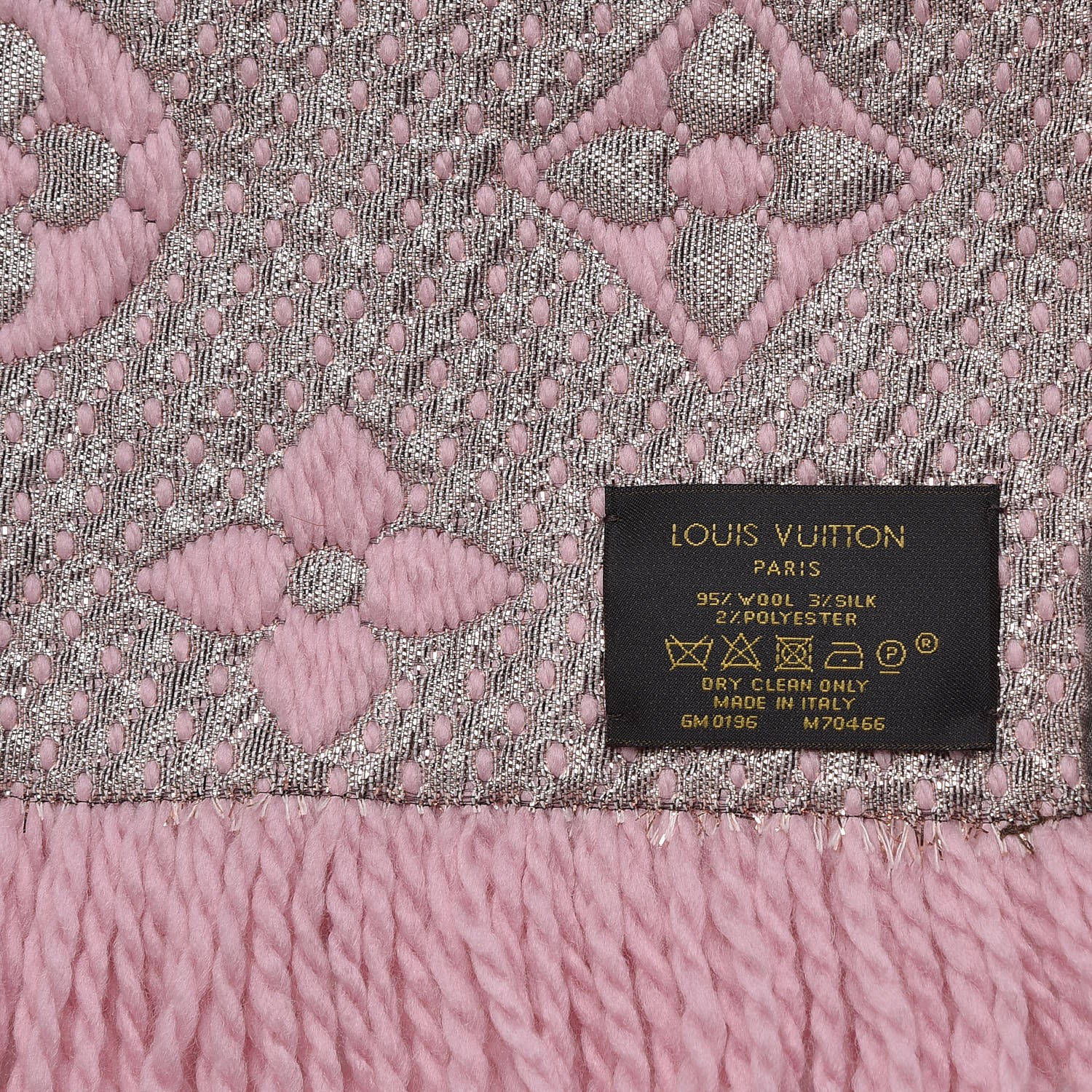 LOUIS VUITTON Wool Silk Logomania Shine Scarf Pink 248738