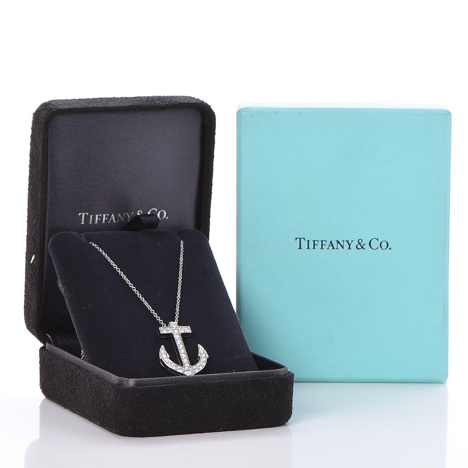 TIFFANY Platinum Diamond Anchor Pendant 