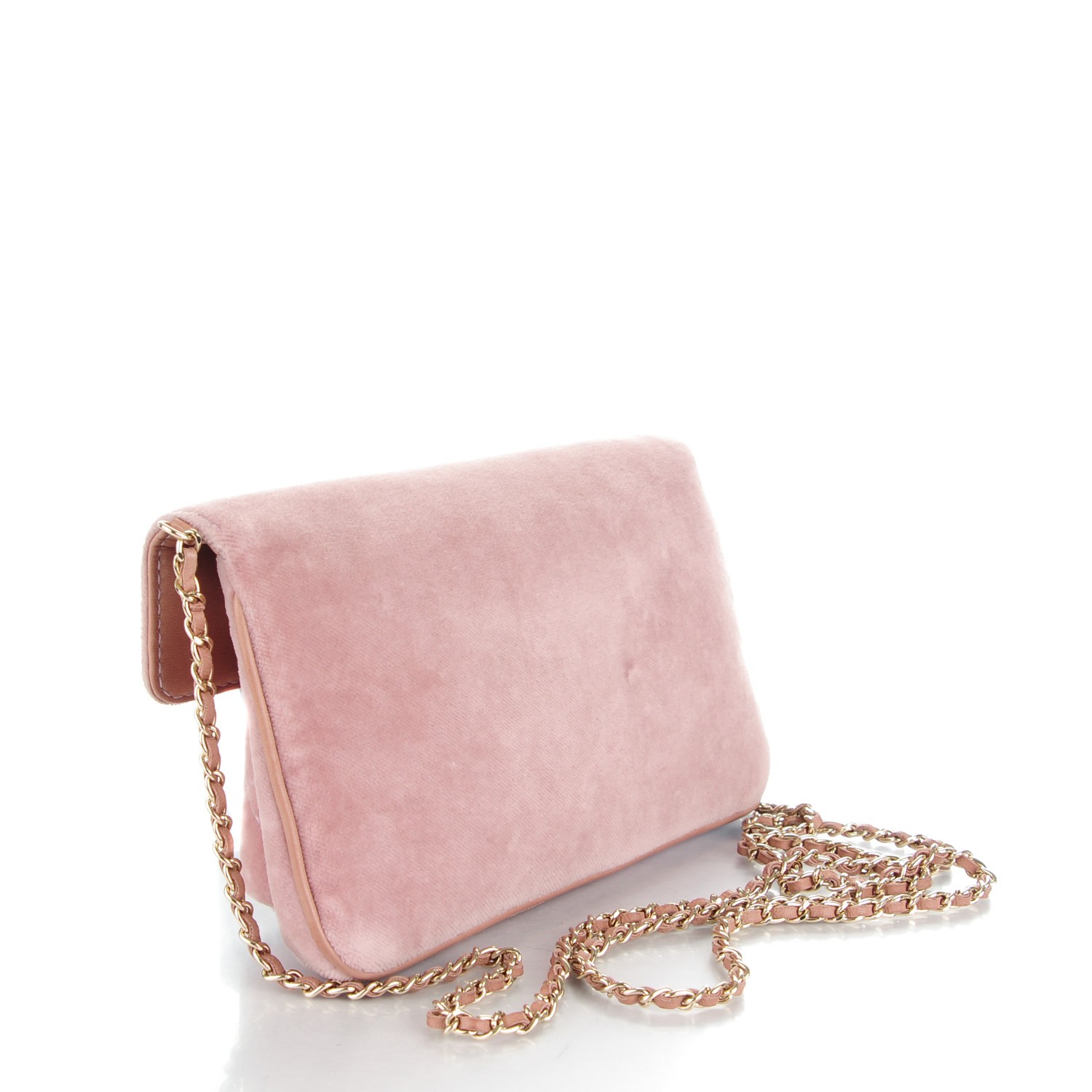 CHANEL Velvet Quilted 2.55 Evening Clutch Bag Pink 152714