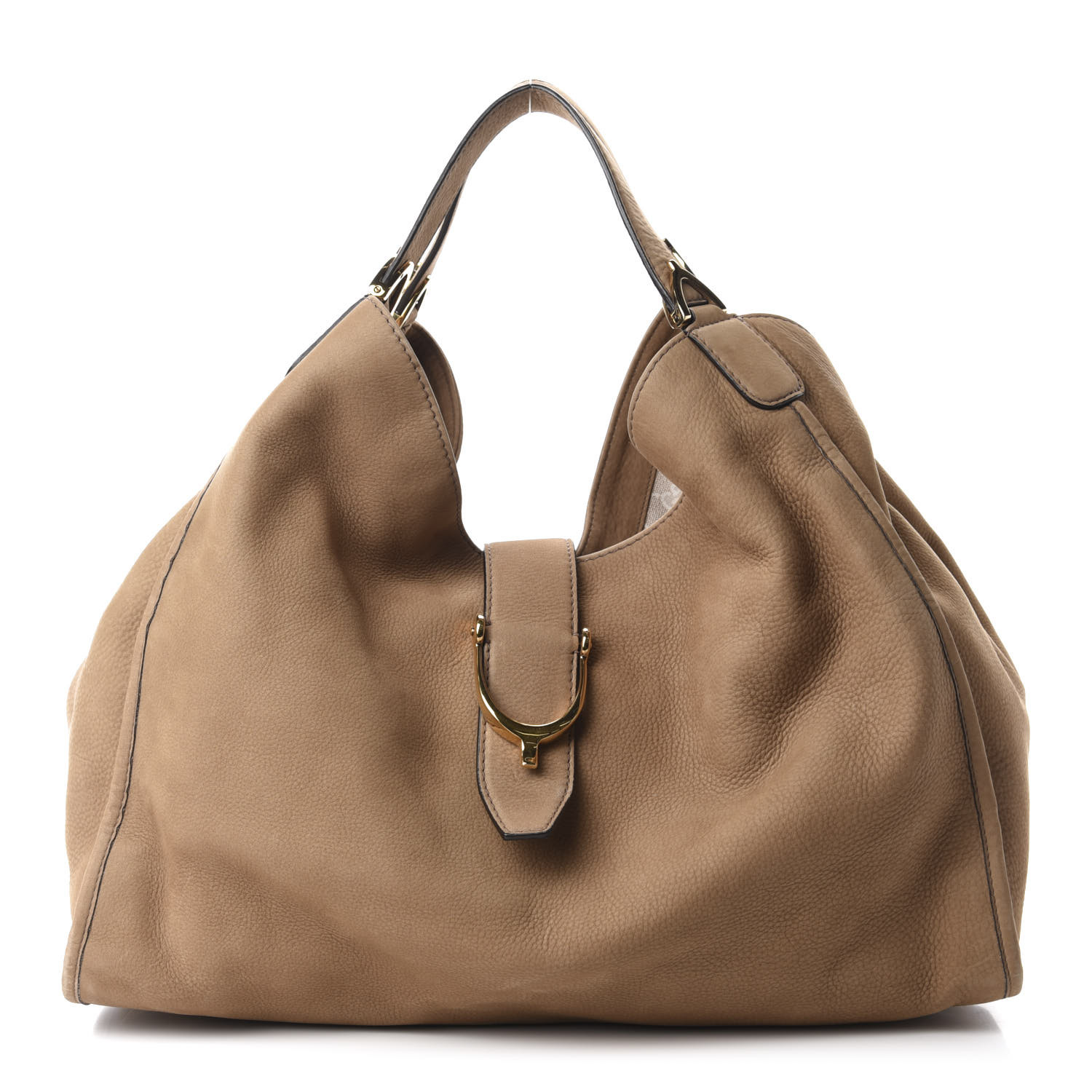 gucci women's brown stirrup leather shoulder bag