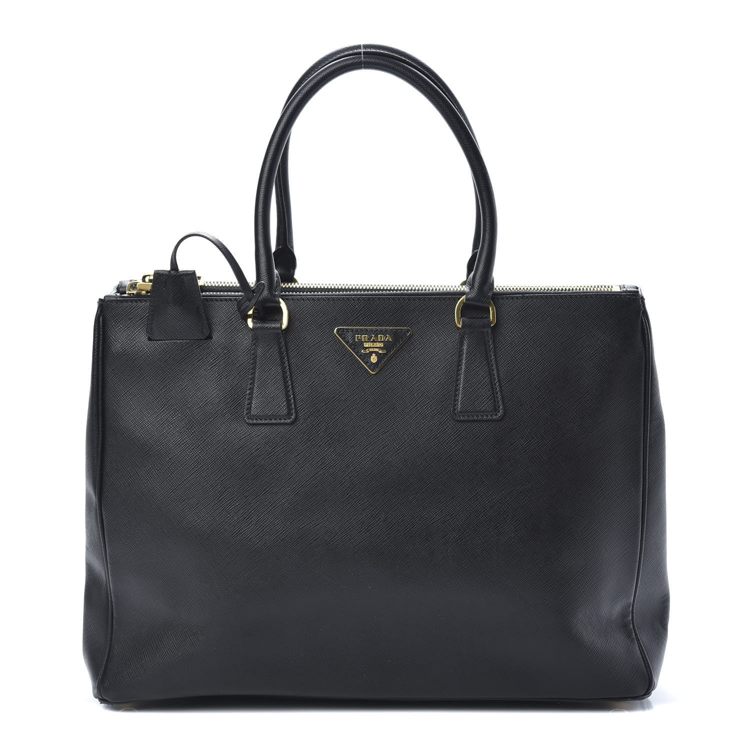 prada saffiano lux double zip tote