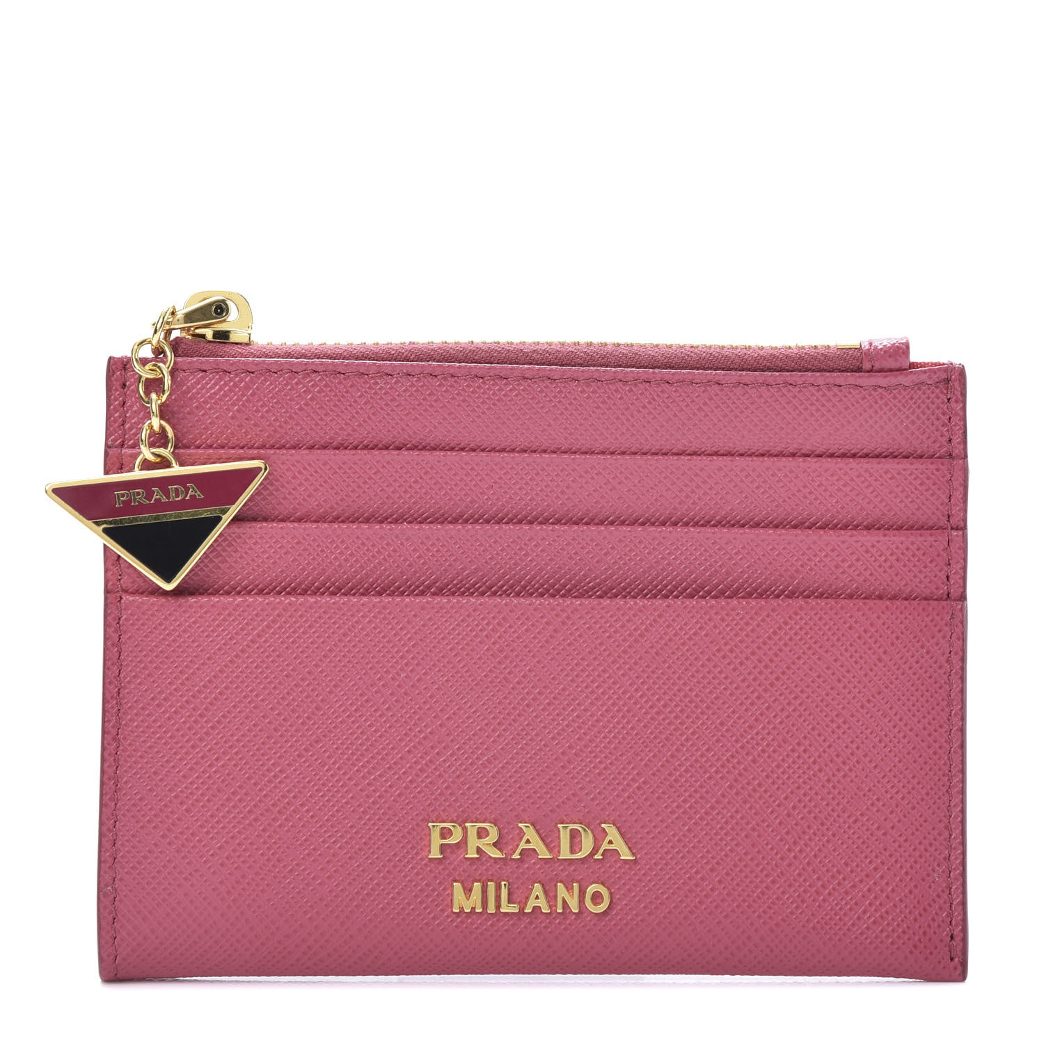 prada saffiano card case with zip compartment