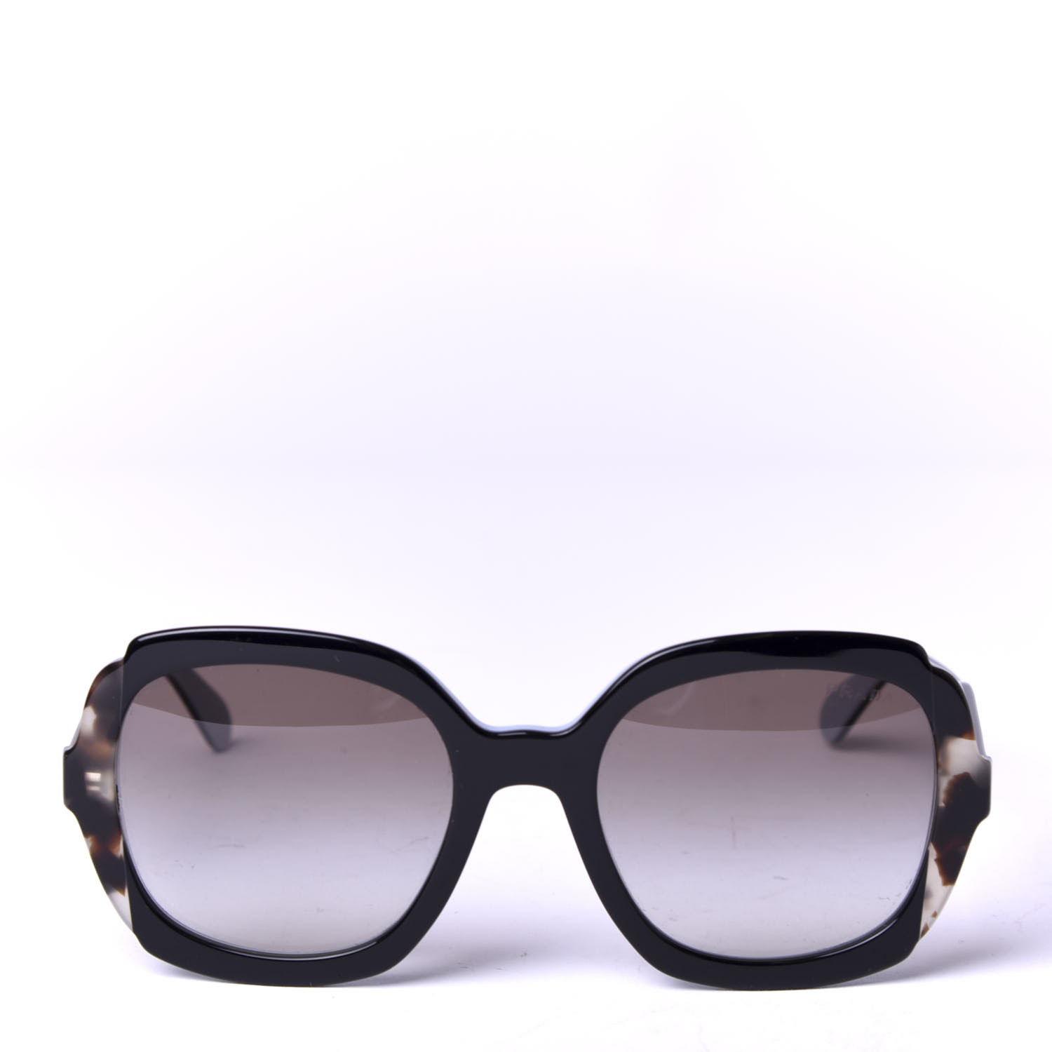 PRADA Round Sunglasses SPR 16U Black 673917 | FASHIONPHILE