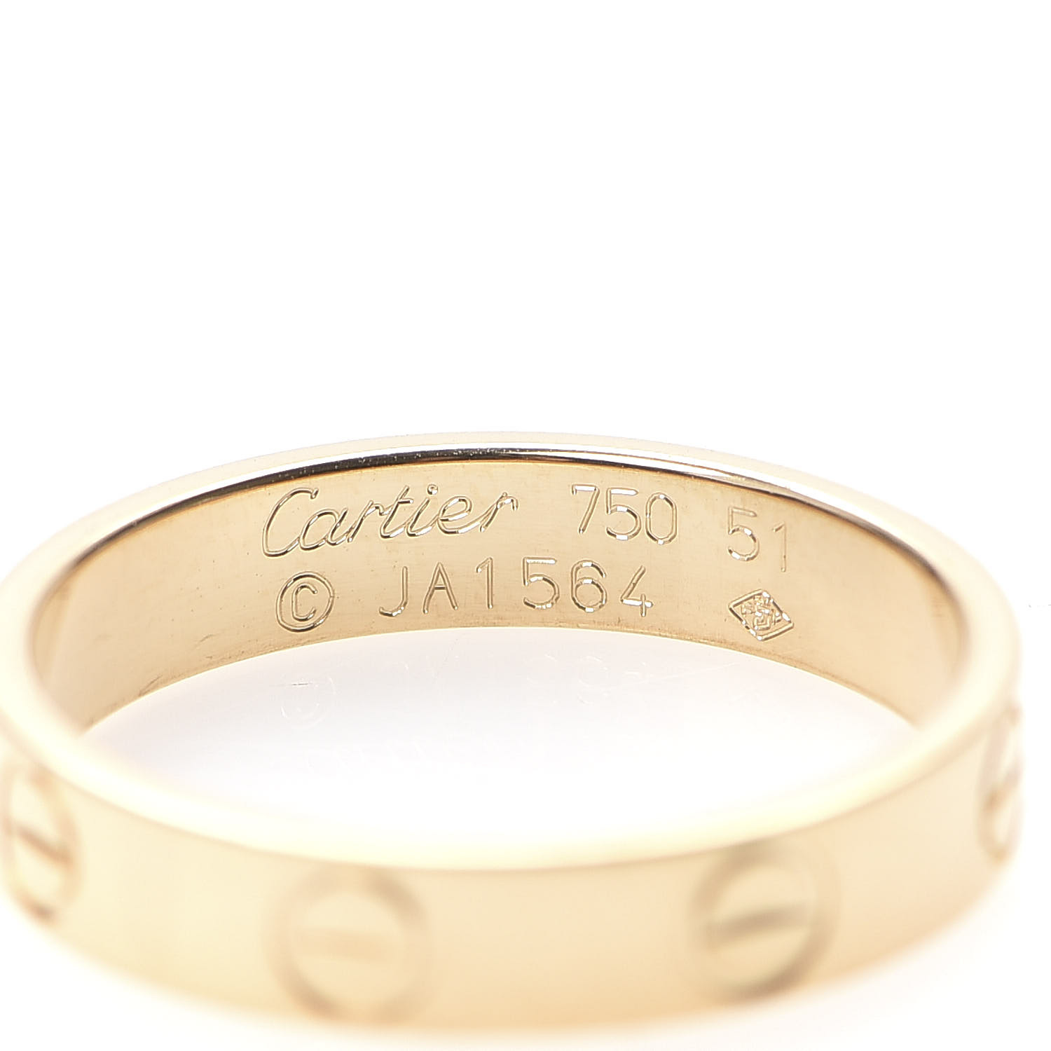 CARTIER 18K Yellow Gold 3.5mm LOVE Wedding Band Ring 51 5.75 644093 ...
