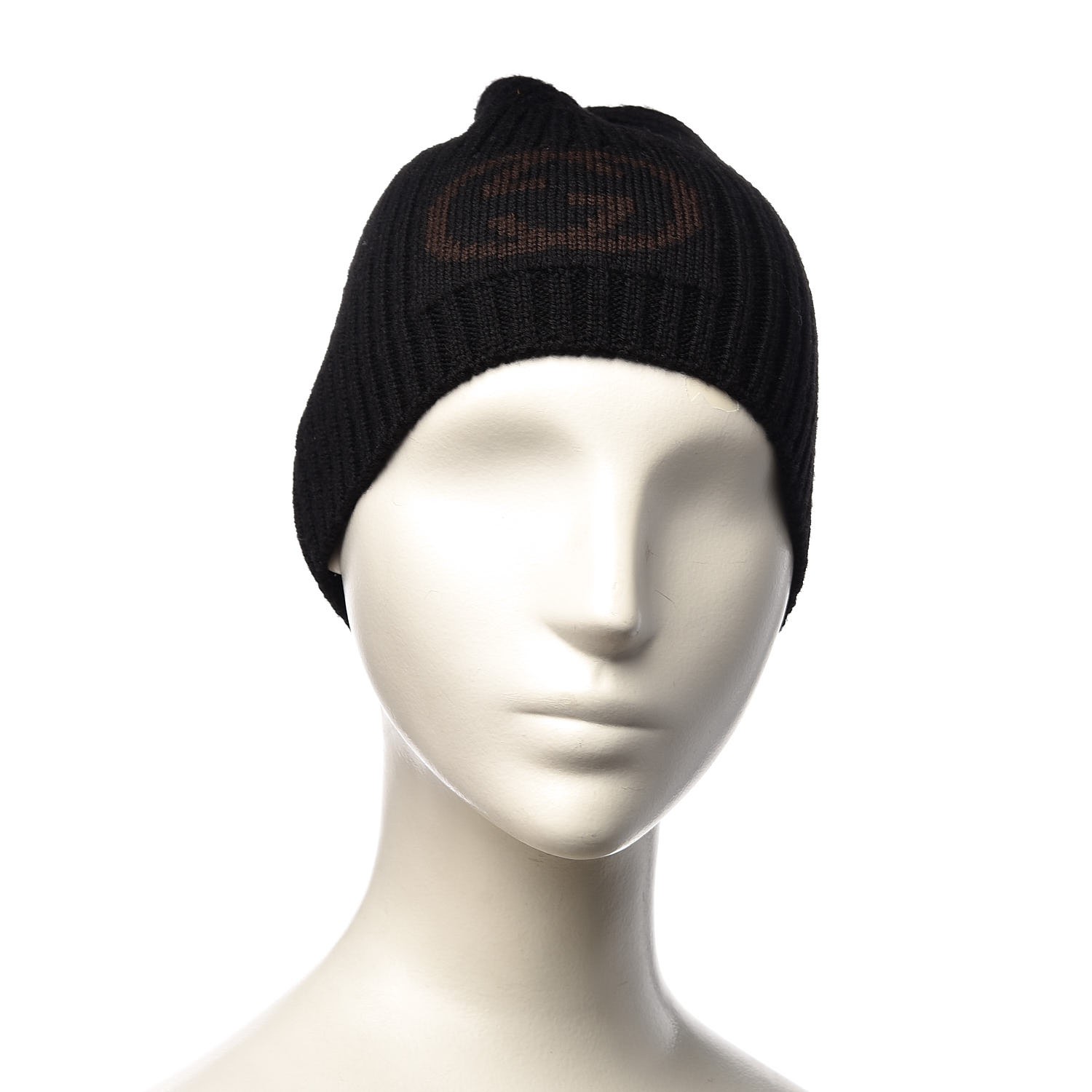 GUCCI Wool Interlocking GG Logo Beanie Hat Black 290152