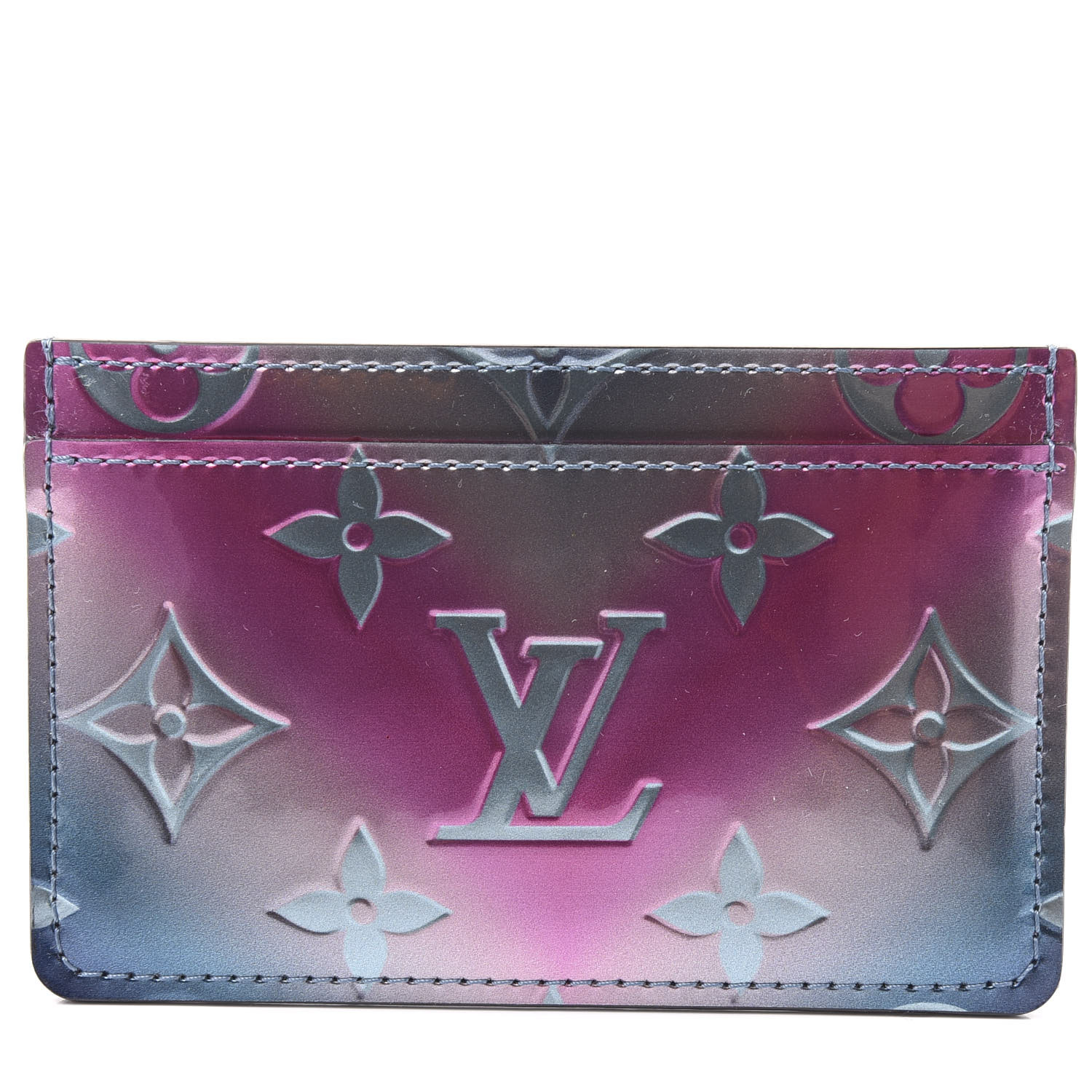 LOUIS VUITTON Metallic Vernis Card Holder Blue Pink 584041