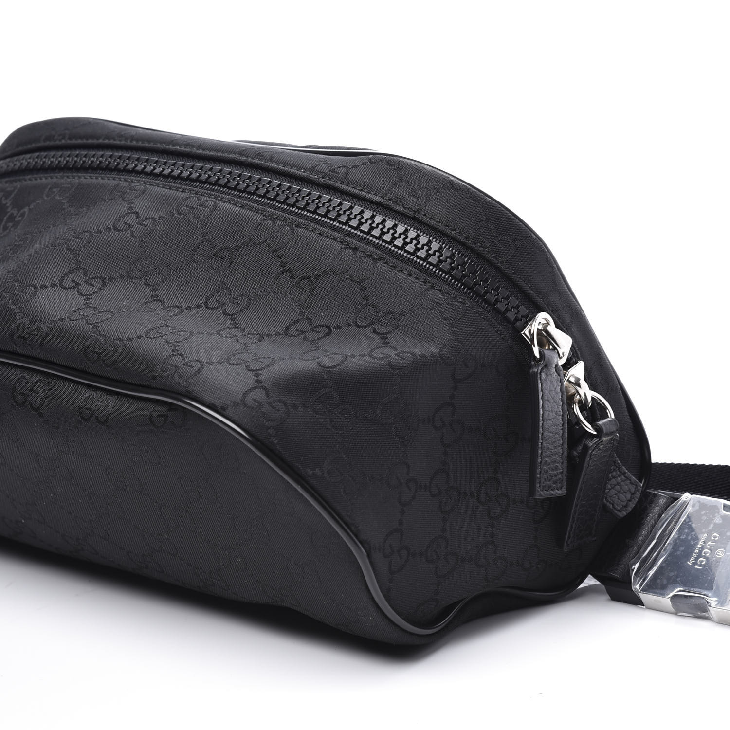 GUCCI Nylon Monogram Fanny Pack Belt Bag Black 566599 | FASHIONPHILE