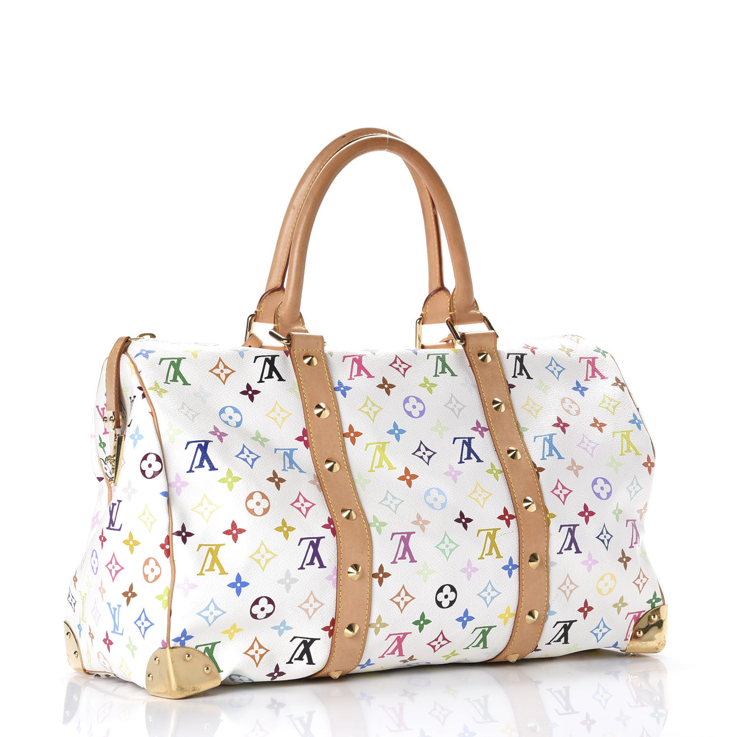 Louis Vuitton White Monogram Multicolor Keepall 45 Weekender Bag
