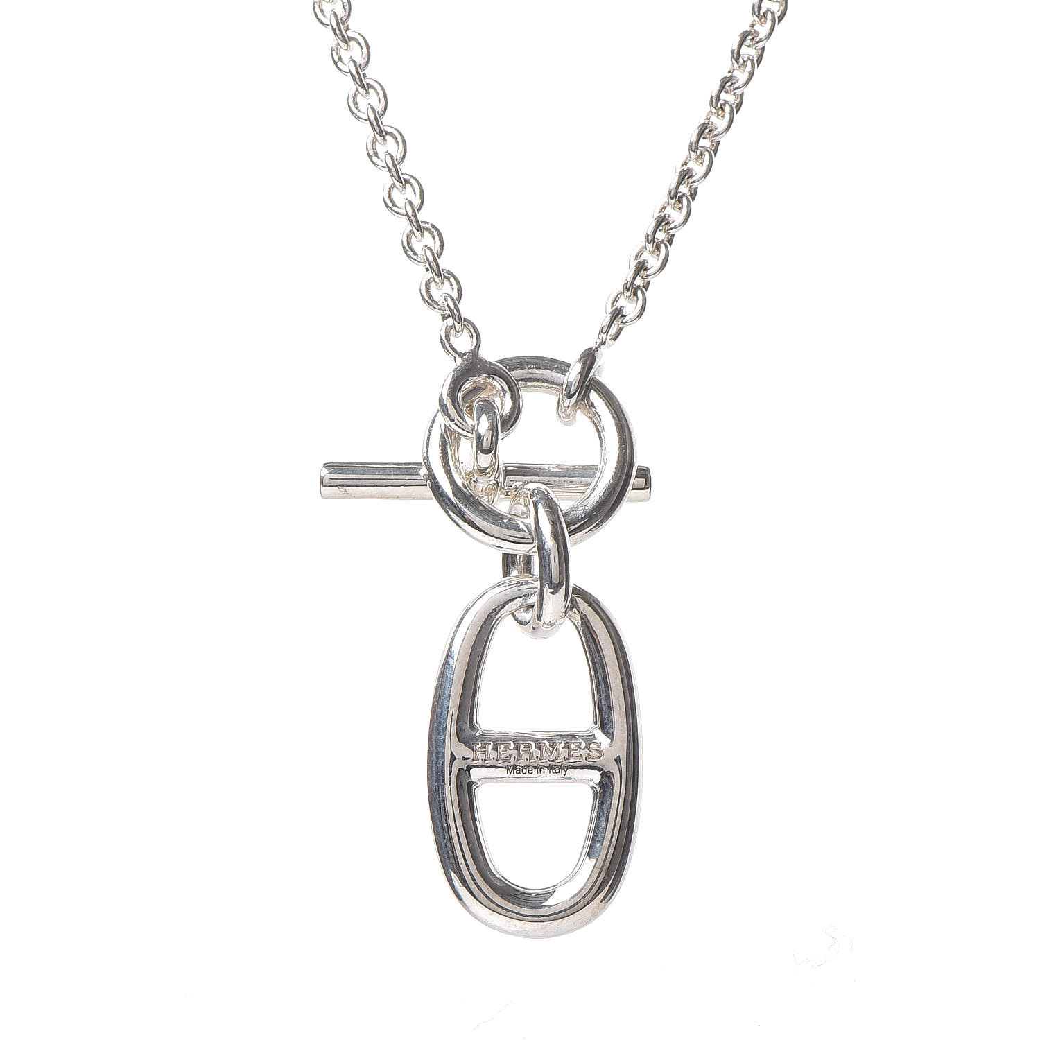HERMES Sterling Silver Amulette Chaine D Ancre Necklace 418015