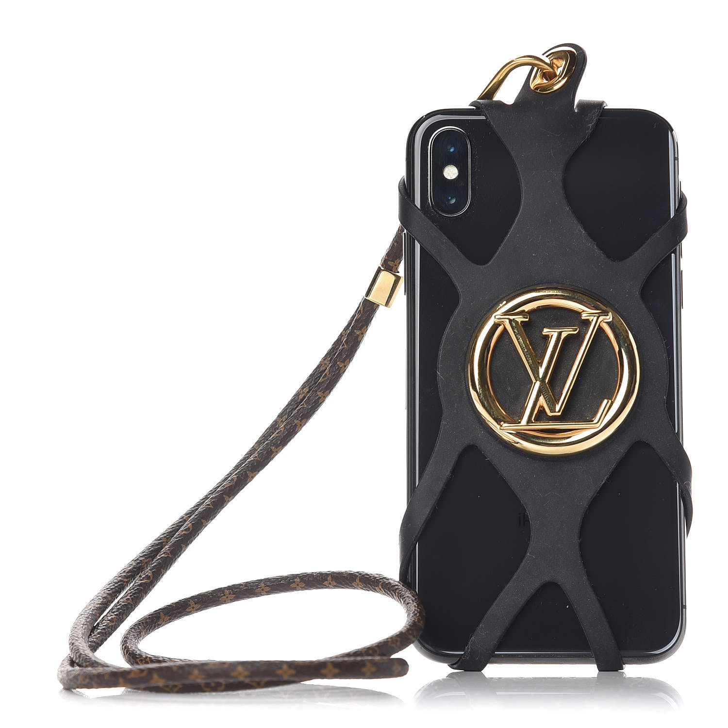 LOUIS VUITTON Monogram Silicone Louise Phone Holder Black 416754