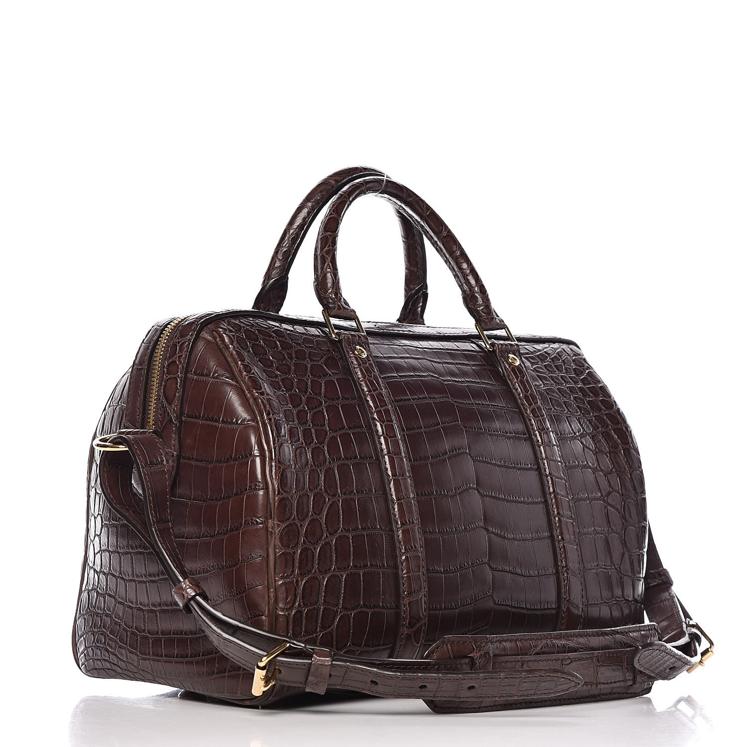 LOUIS VUITTON Matte Alligator SC Bag PM Chocolate 412206