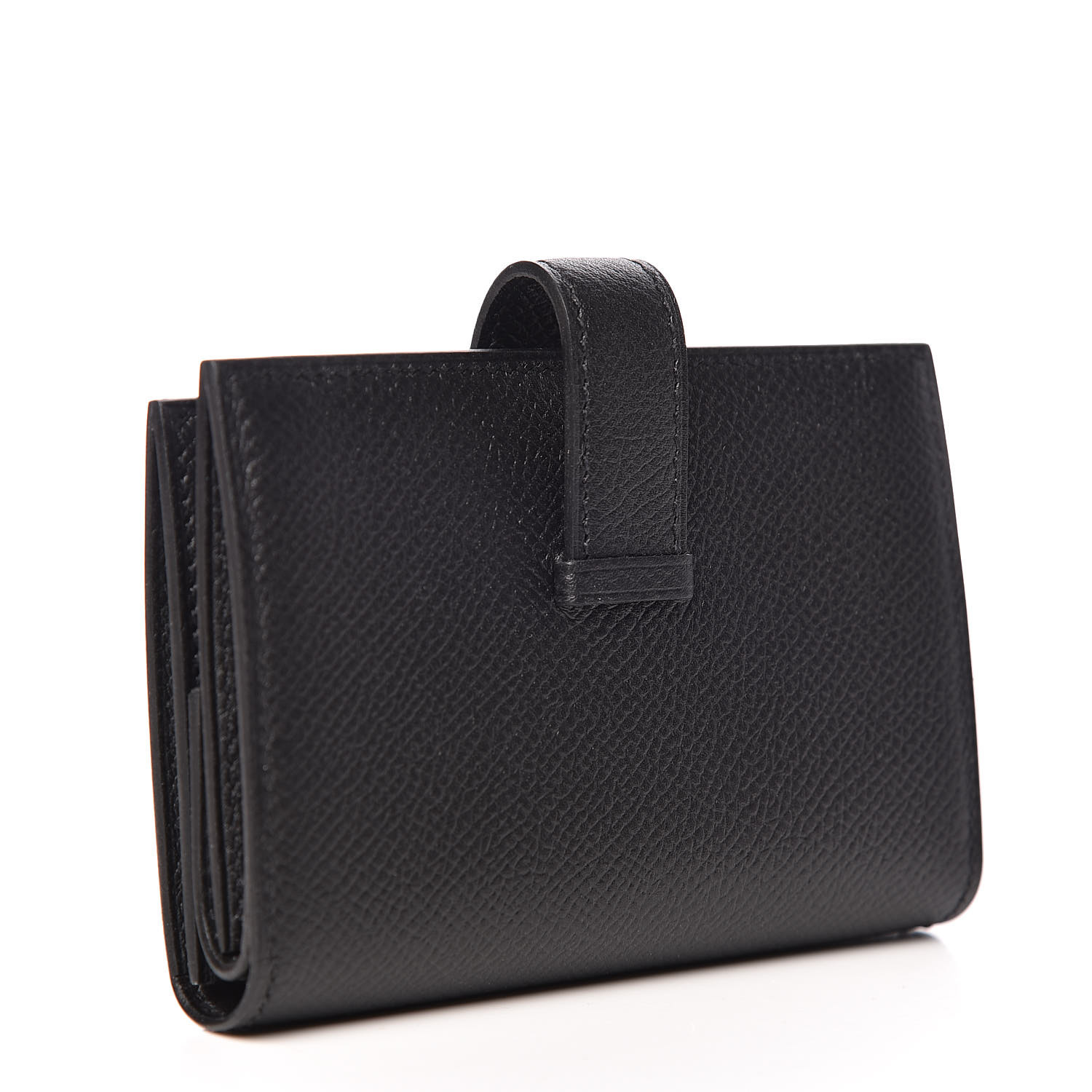 HERMES Epsom Mini Bearn Compact Wallet Black 413079 | FASHIONPHILE