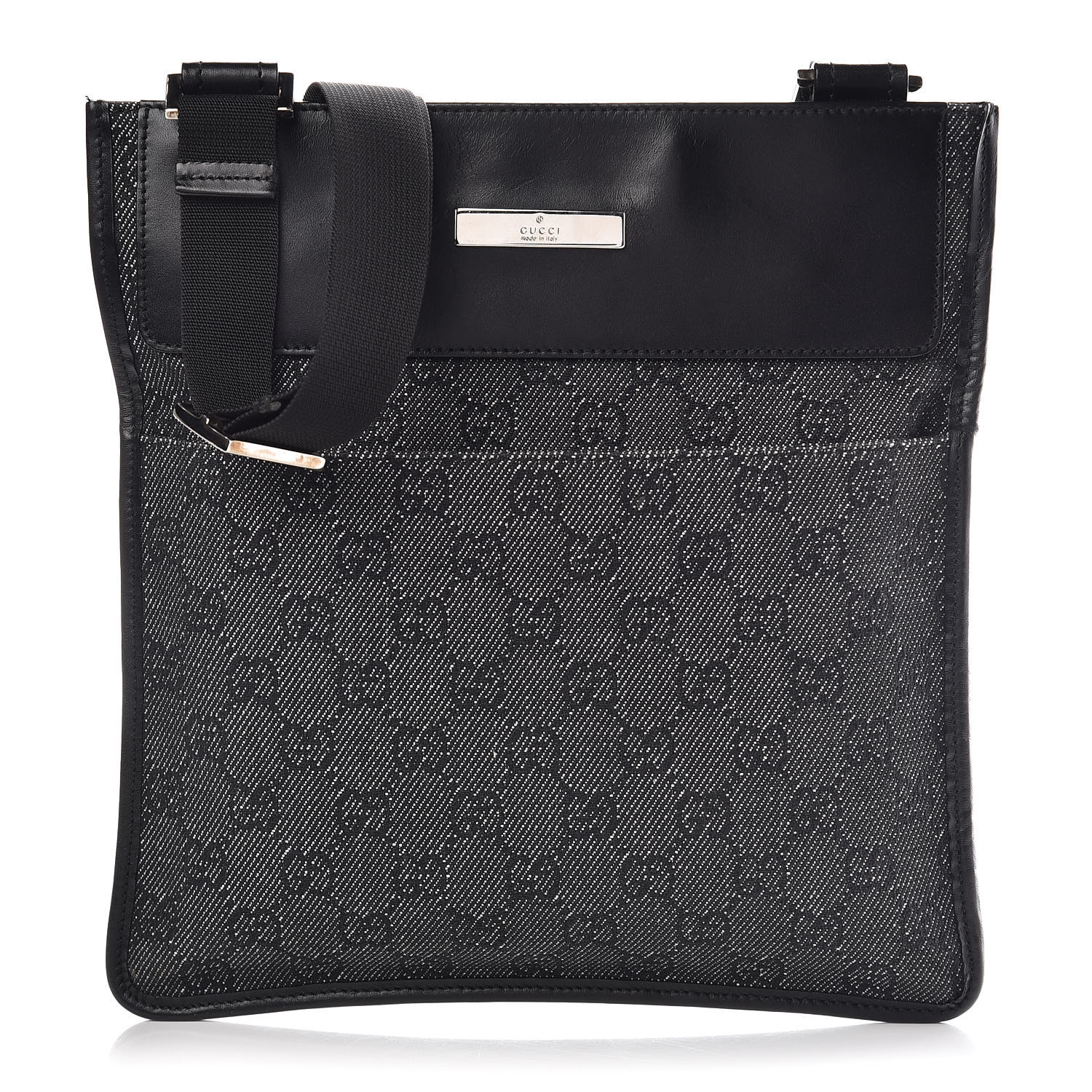 GUCCI GG Monogram Messenger Crossbody Bag Black 407662