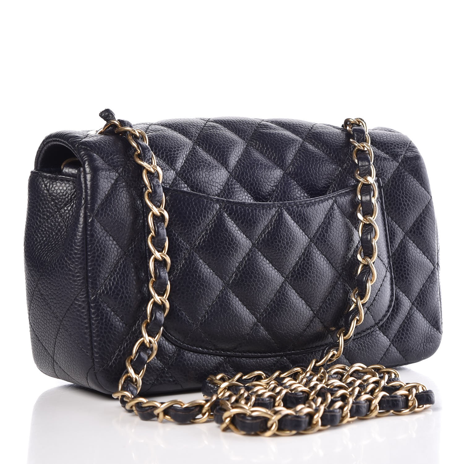 CHANEL Caviar Quilted Mini Rectangular Flap Navy 324396