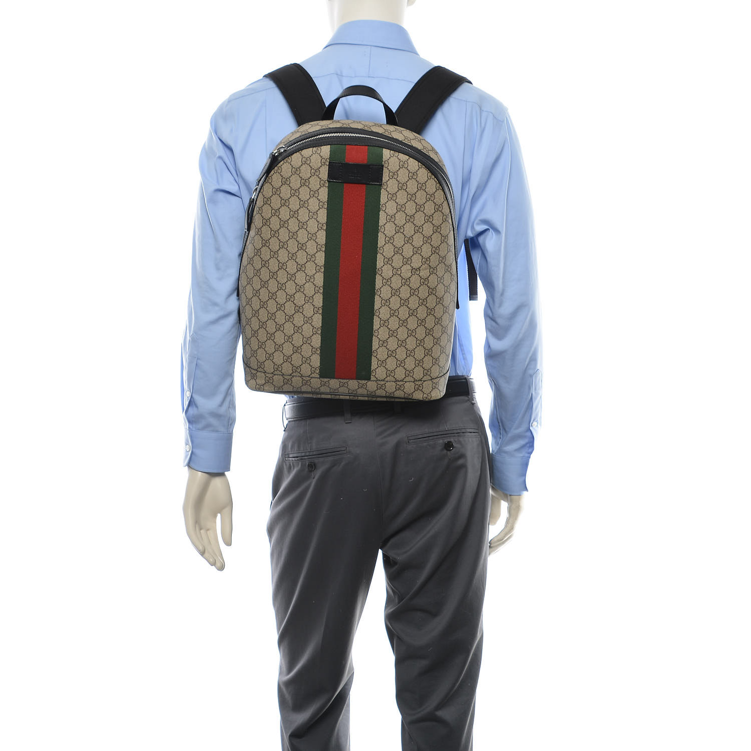 gucci backpack black with green and red straps