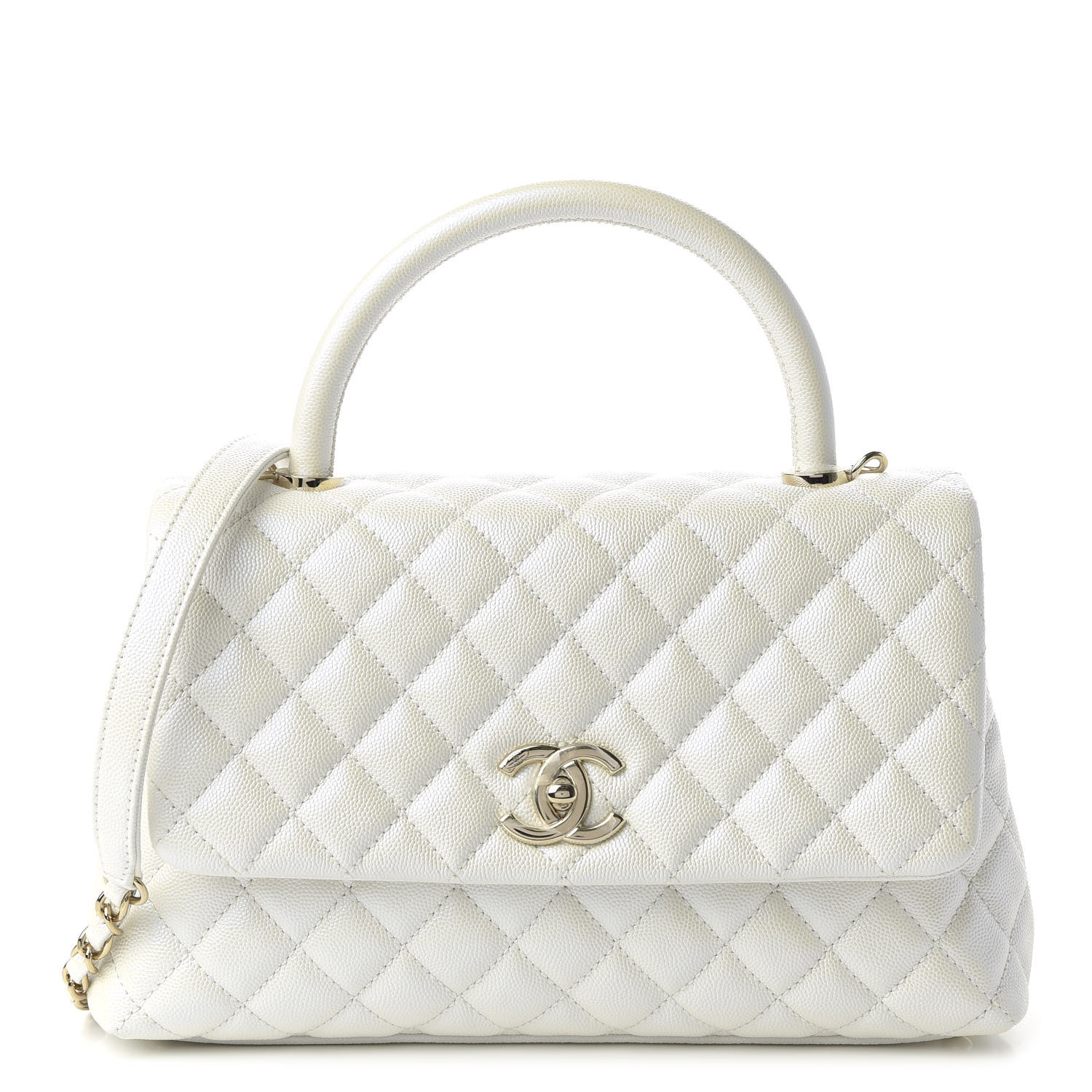 Chanel Iridescent Caviar Quilted Small Coco Handle Flap White Fashionphile Chanel Iridescent Caviar Quilted Small Coco Handle Flap White Fashionphile