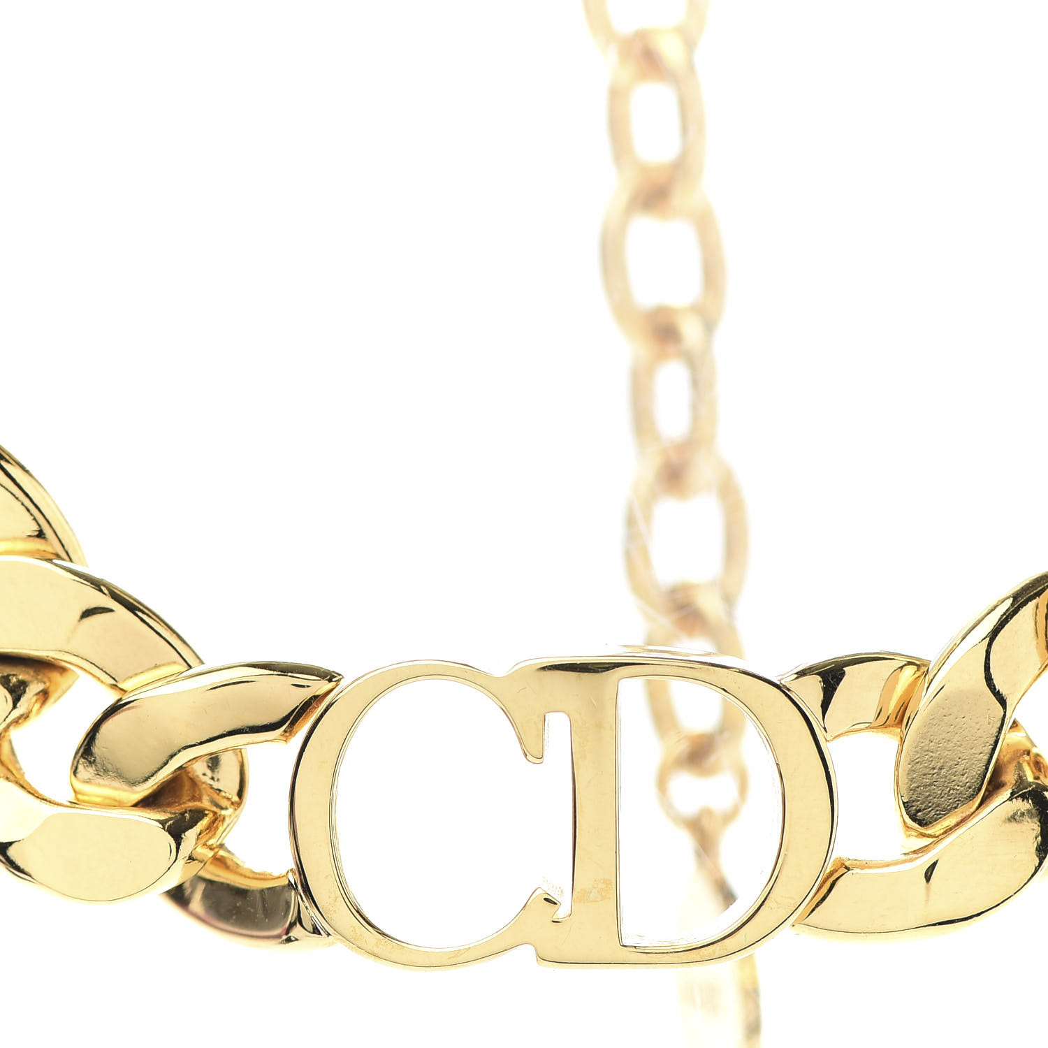 CHRISTIAN DIOR Metal Danseuse Etoile Chain Choker Necklace Gold 670520