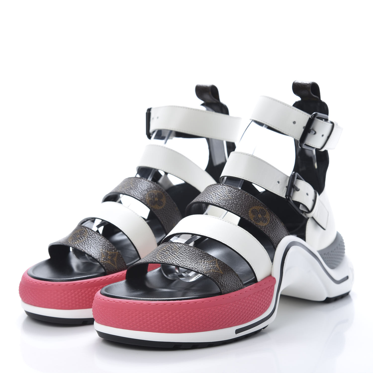 LOUIS VUITTON Patent Monogram LV Archlight Sandal 40 White 671964
