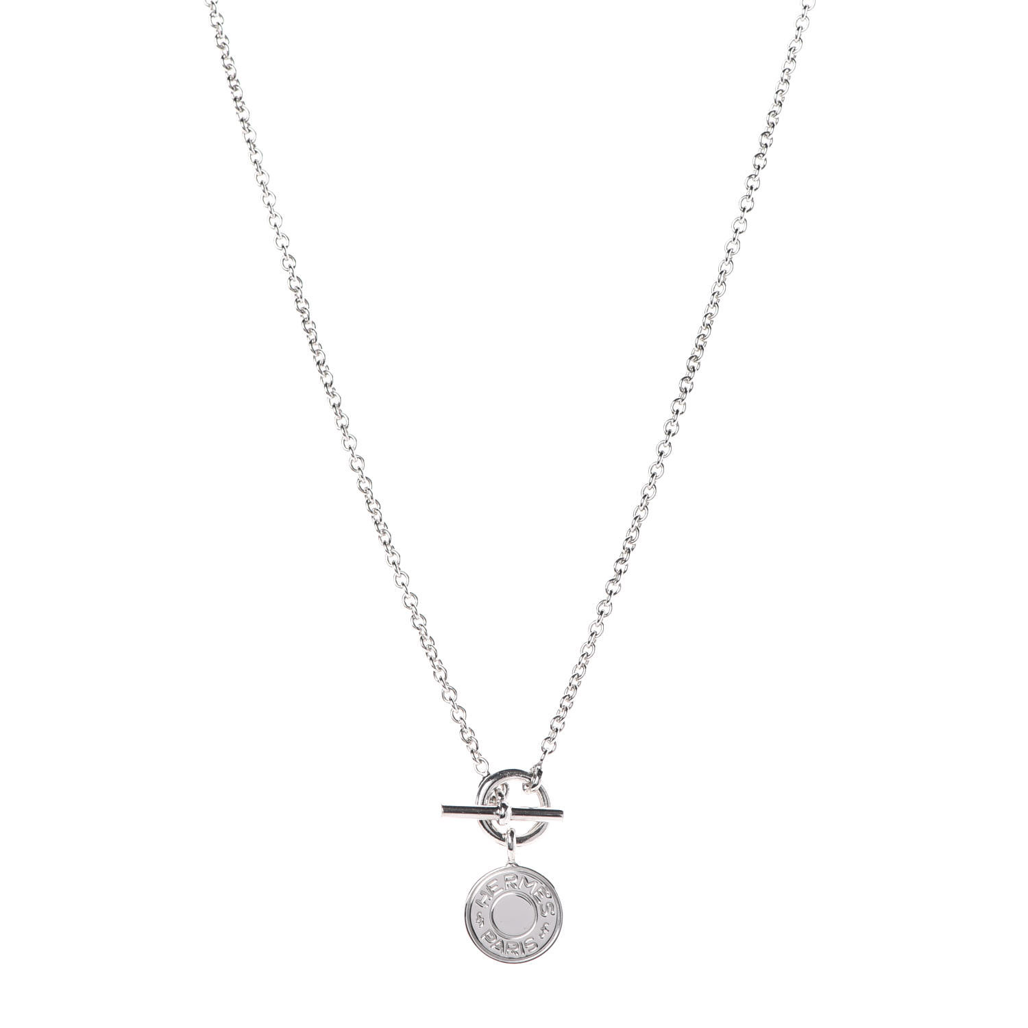 HERMES Sterling Silver Amulettes H Confettis Pendant Necklace 