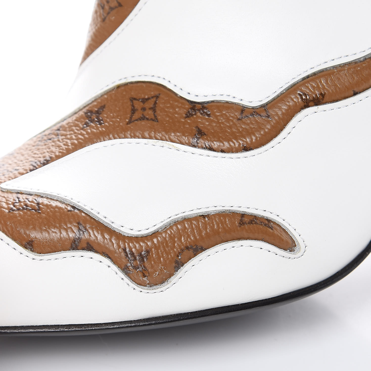 LOUIS VUITTON Calfskin Reverse Monogram Fireball Ankle Boots 39 White 434783